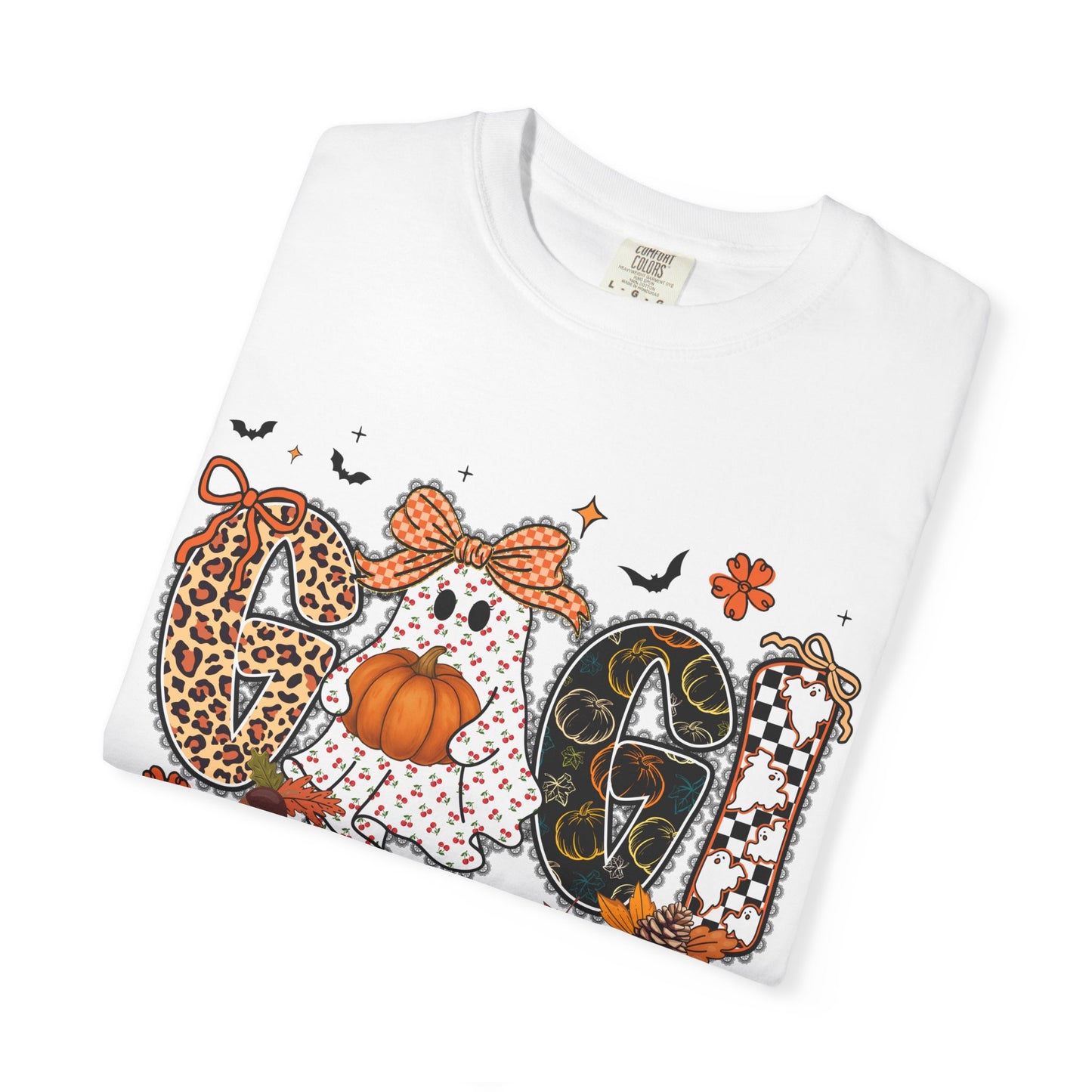 Halloween "Gigi" T-Shirt — Pumpkin, Leopard & Mask Fall Tee