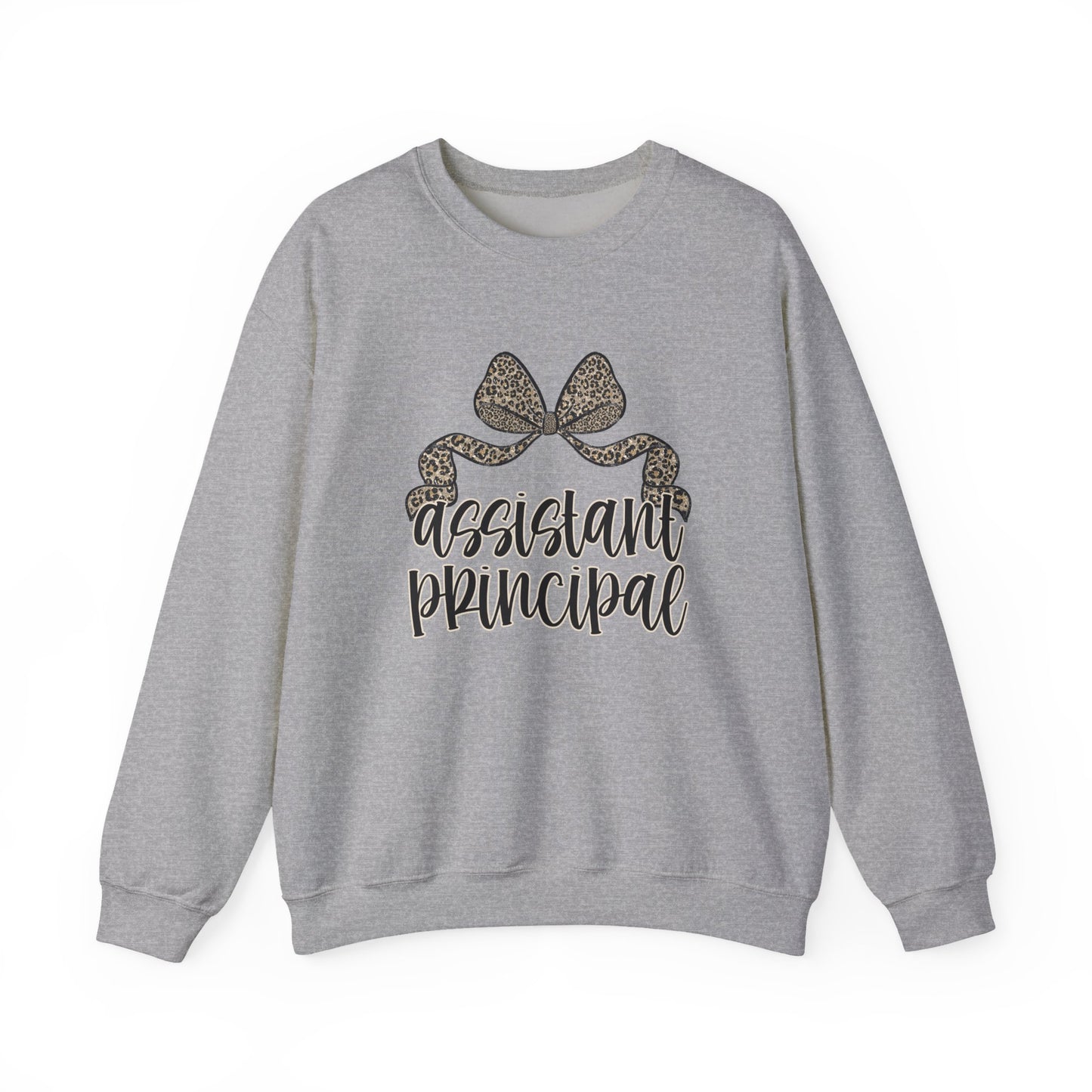Assistant Principal Sweatshirt — Leopard Bow Crewneck for School Leaders