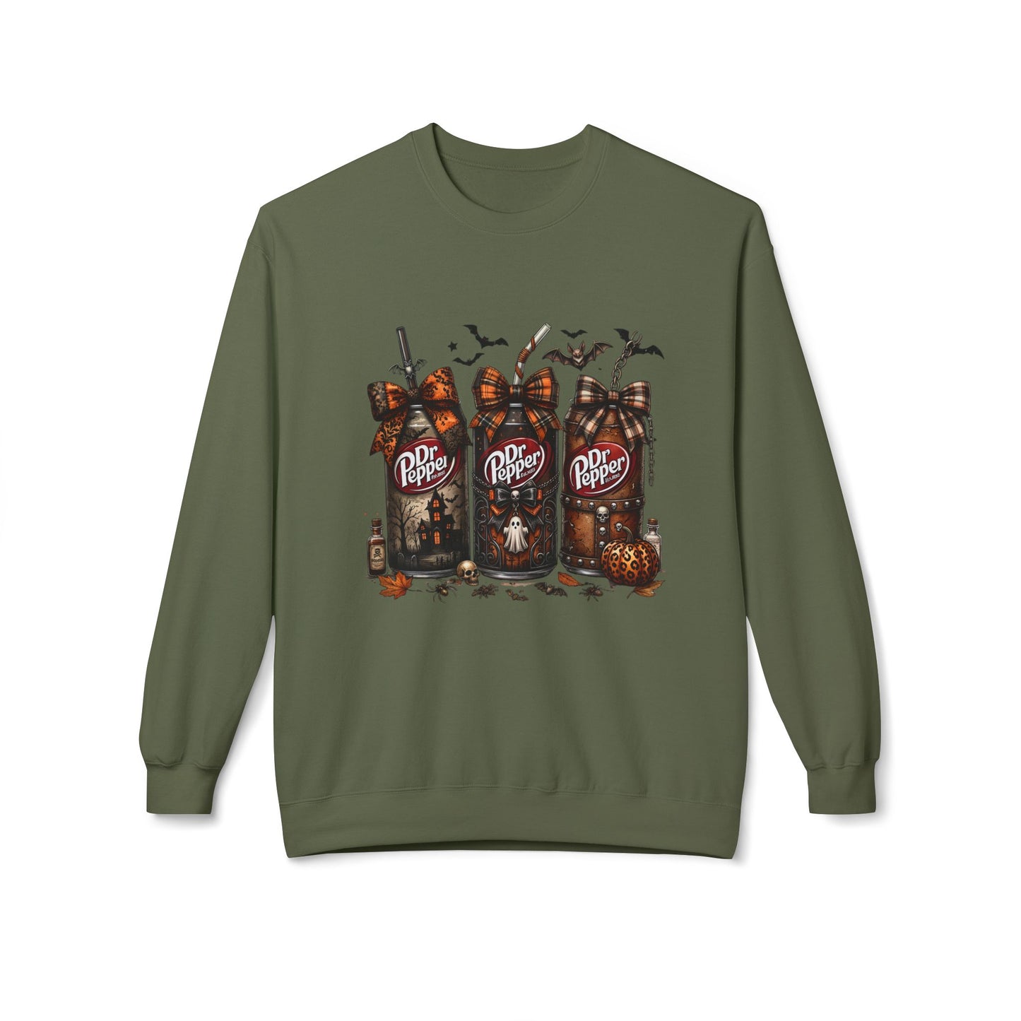 Halloween Dr Pepper Crewneck Sweatshirt — Spooky Soda Bottle Graphic