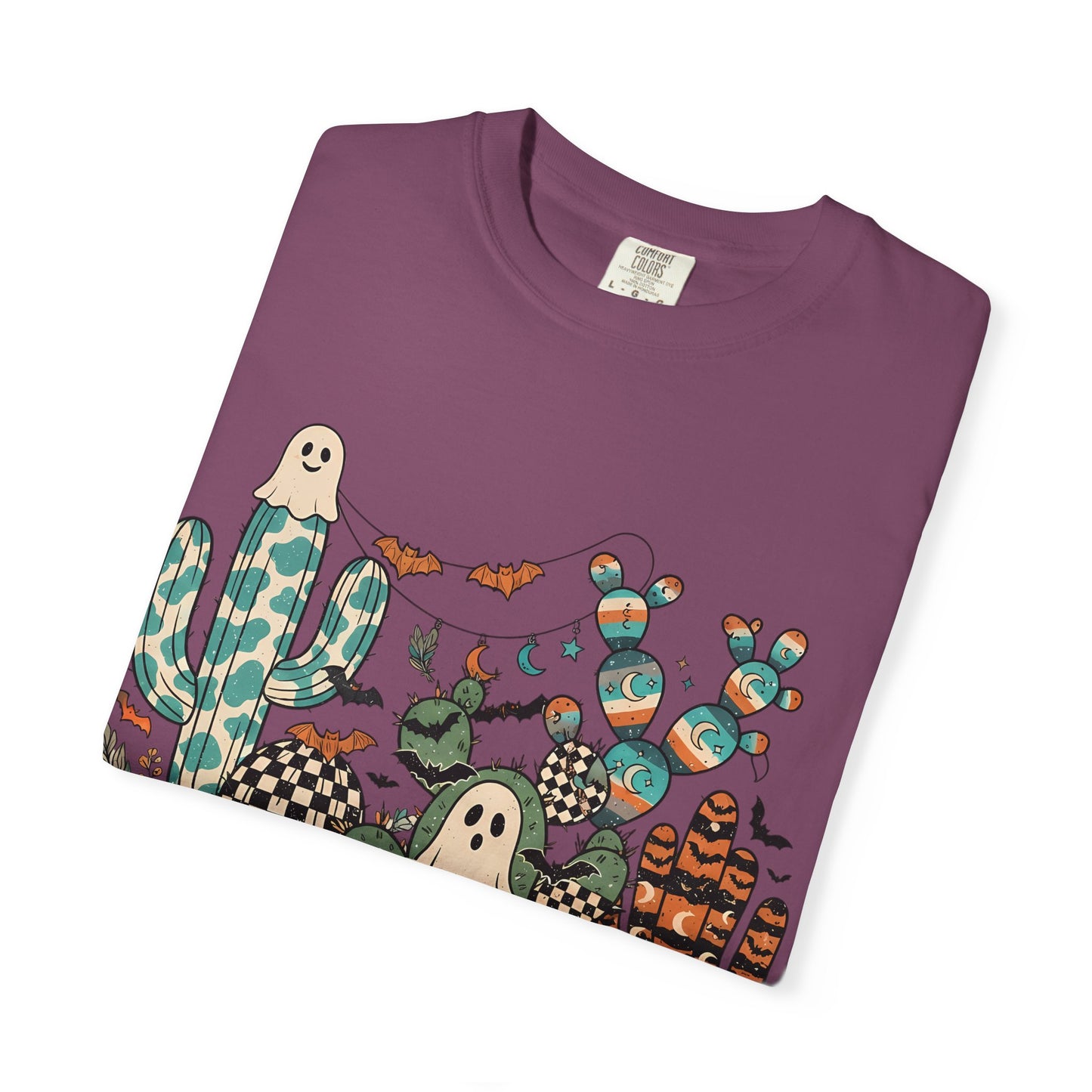 Cactus Patch Halloween T-Shirt — Whimsical Ghosts & Desert Succulents