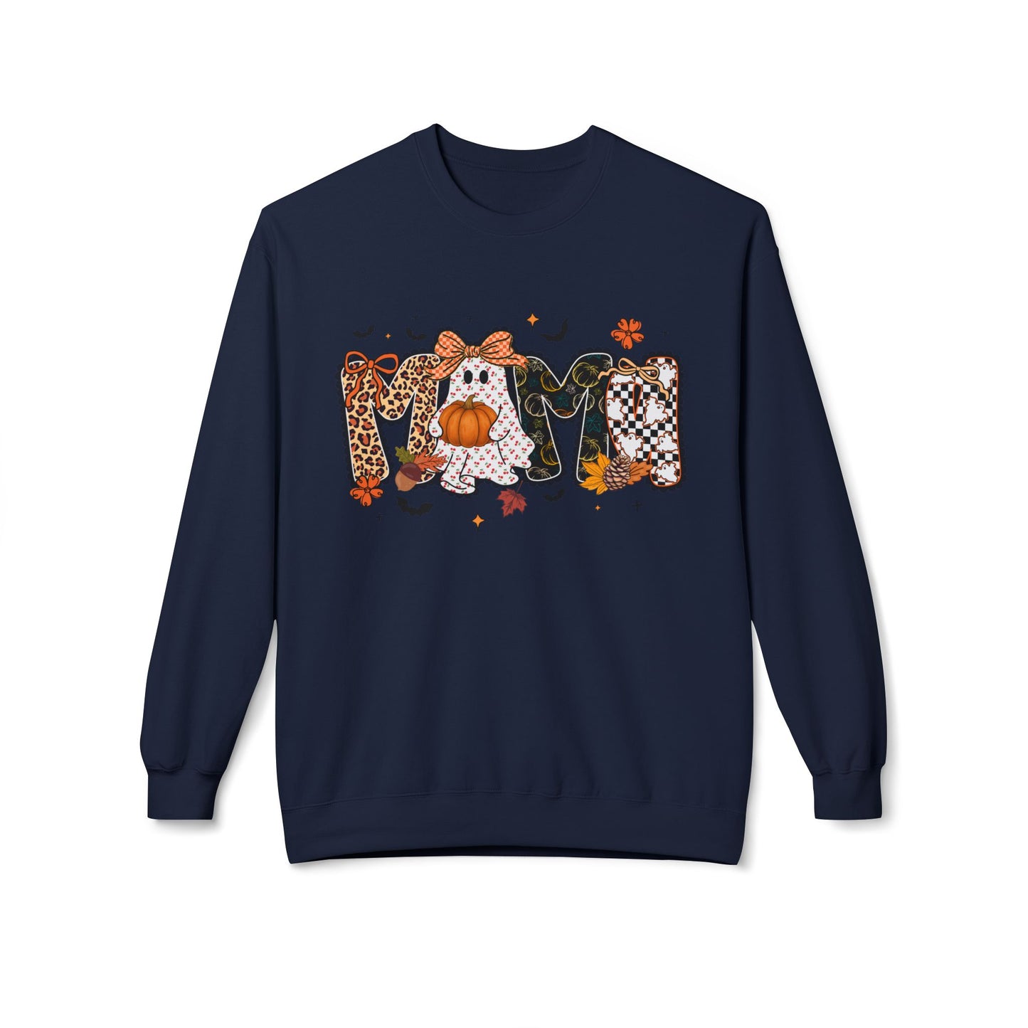 Mom Halloween Sweatshirt — Cute Pumpkin & Leopard Fall Crewneck