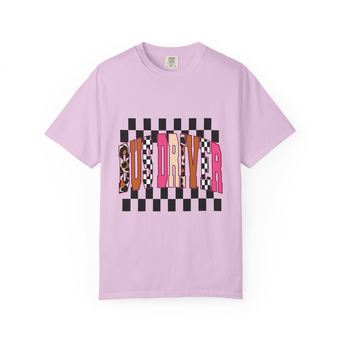 T-Shirt — 'Bus Driver' Checkerboard Graphic Tee (Retro Skate/Punk Vibe)