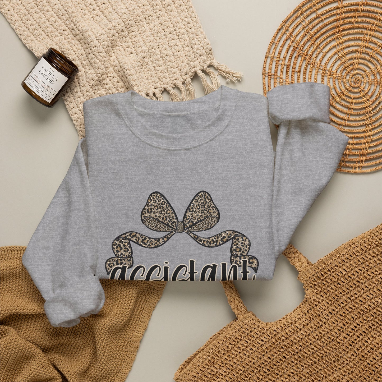 Assistant Principal Sweatshirt — Leopard Bow Crewneck for School Leaders
