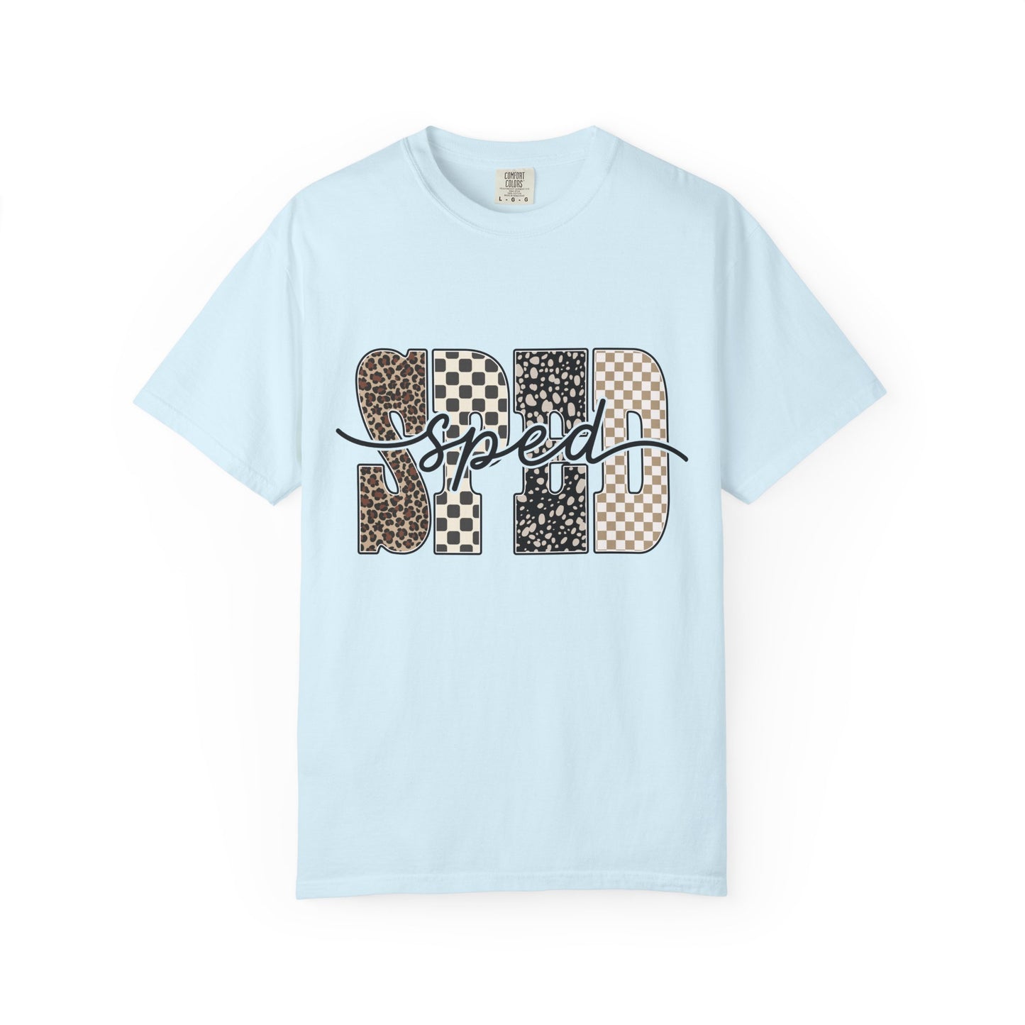 Sped Leopard & Checker Tee — Graphic Retro Racing T-Shirt