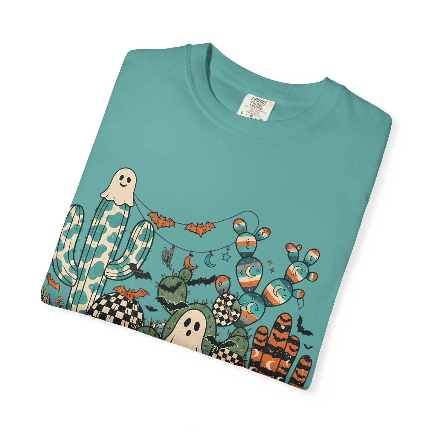 Cactus Patch Halloween T-Shirt — Whimsical Ghosts & Desert Succulents