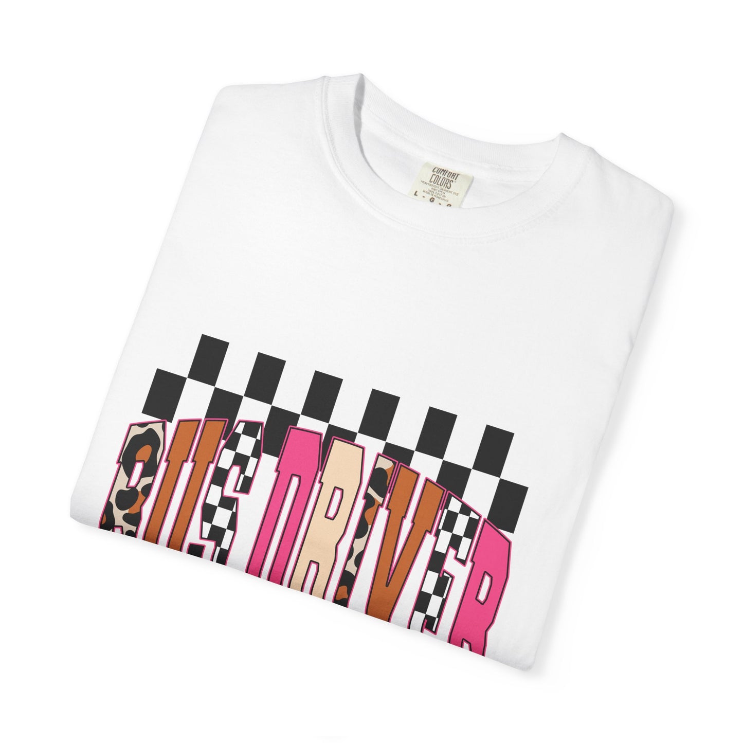 T-Shirt — 'Bus Driver' Checkerboard Graphic Tee (Retro Skate/Punk Vibe)