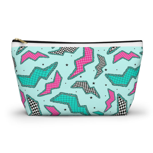 Retro 80s Geometric Accessory Pouch – T‑Bottom Makeup & Travel Zip Bag