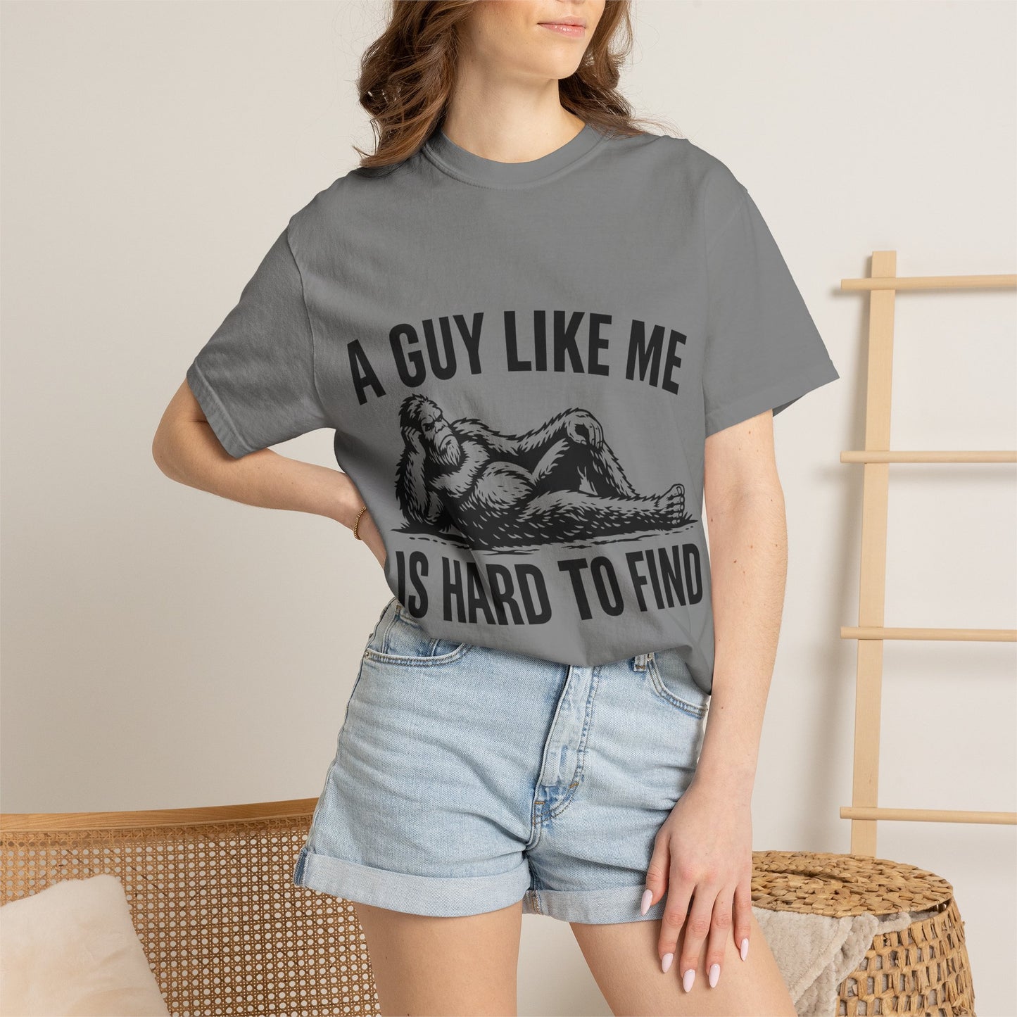 Graphic T-Shirt — “A Guy Like Me Is Hard to Find” Vintage Reclining Figure Tee