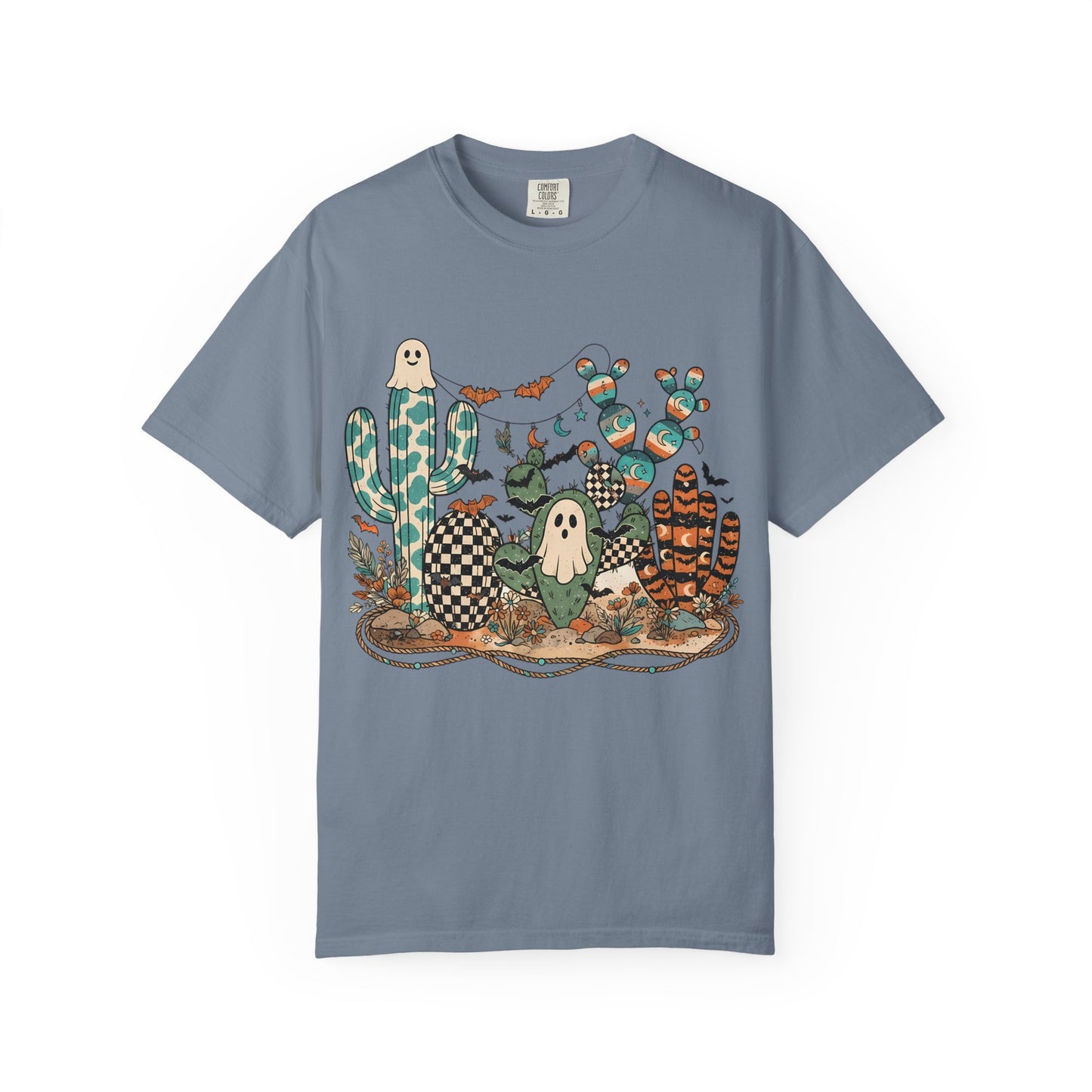 Cactus Patch Halloween T-Shirt — Whimsical Ghosts & Desert Succulents