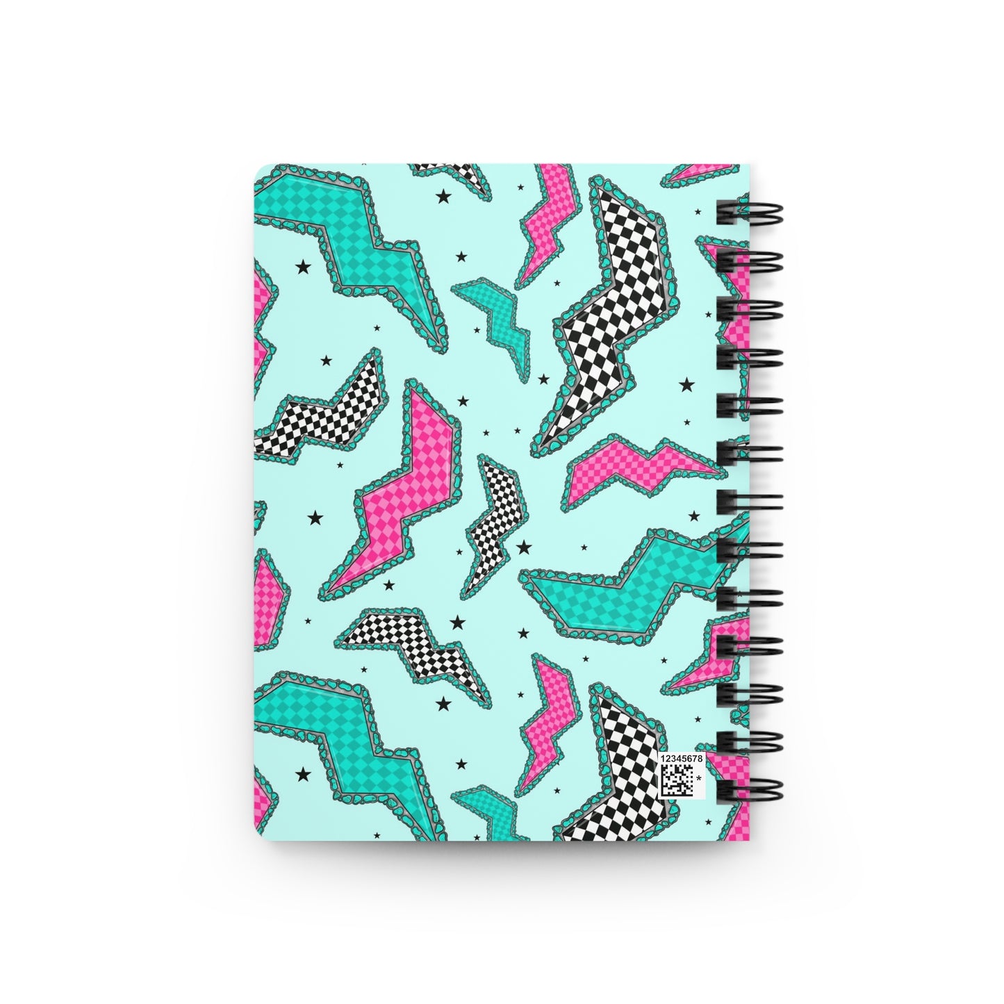 Spiral Notebook — Retro 80s Memphis Pattern in Teal & Pink