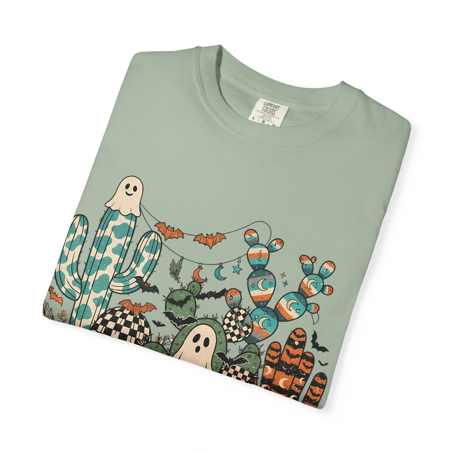 Cactus Patch Halloween T-Shirt — Whimsical Ghosts & Desert Succulents