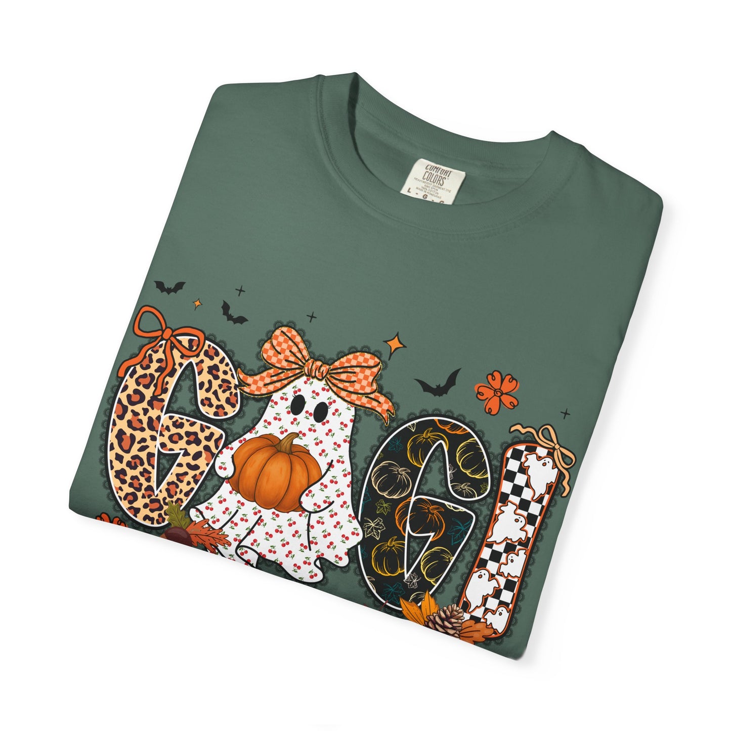 Halloween "Gigi" T-Shirt — Pumpkin, Leopard & Mask Fall Tee