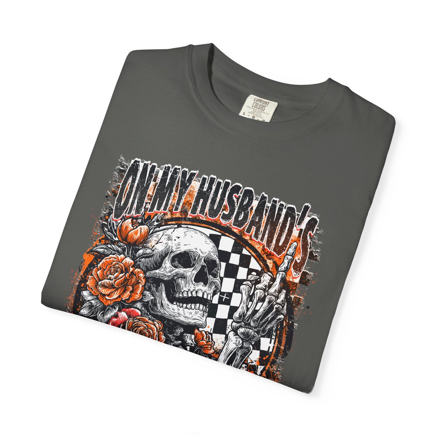 Easy Nerve T-Shirt — Skull, Roses & Racing Flag Graphic Tee