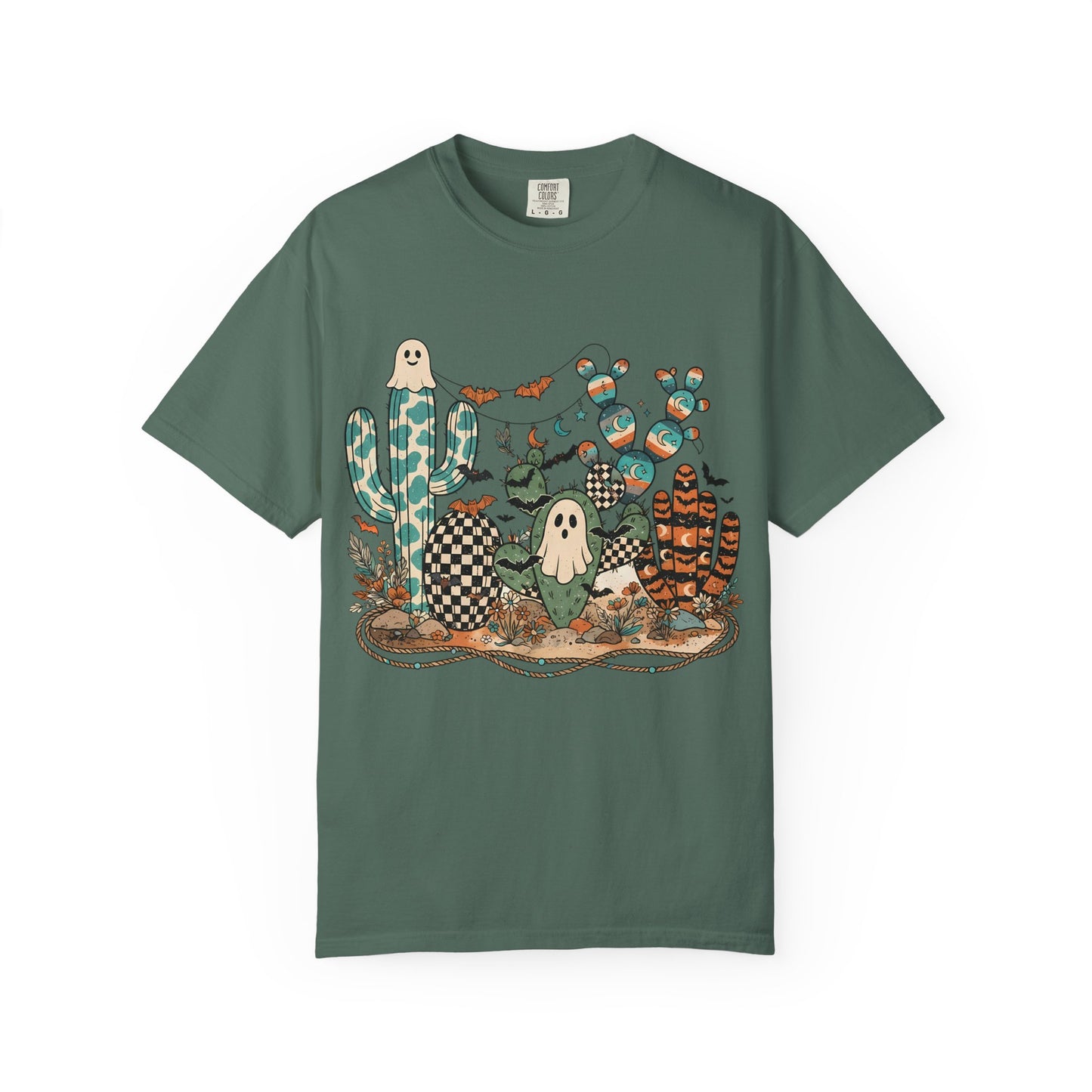 Cactus Patch Halloween T-Shirt — Whimsical Ghosts & Desert Succulents
