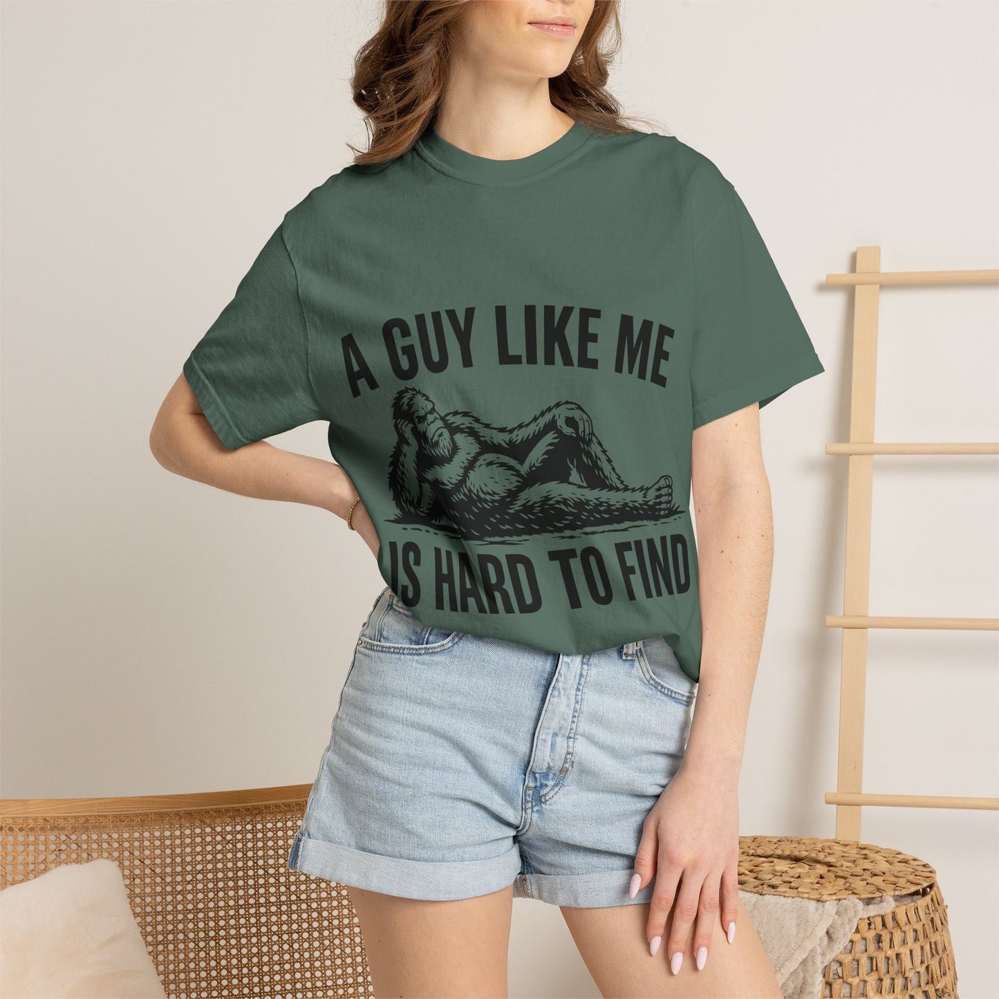 Graphic T-Shirt — “A Guy Like Me Is Hard to Find” Vintage Reclining Figure Tee