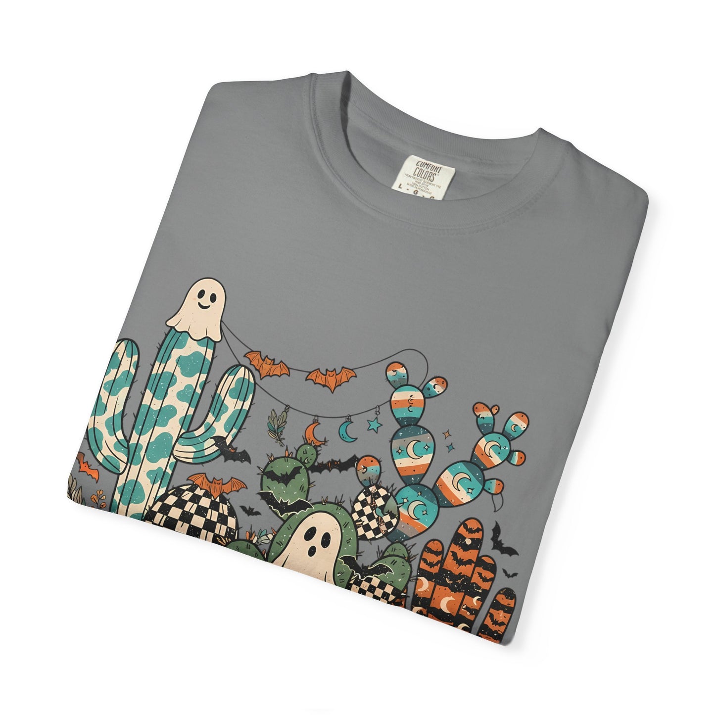Cactus Patch Halloween T-Shirt — Whimsical Ghosts & Desert Succulents