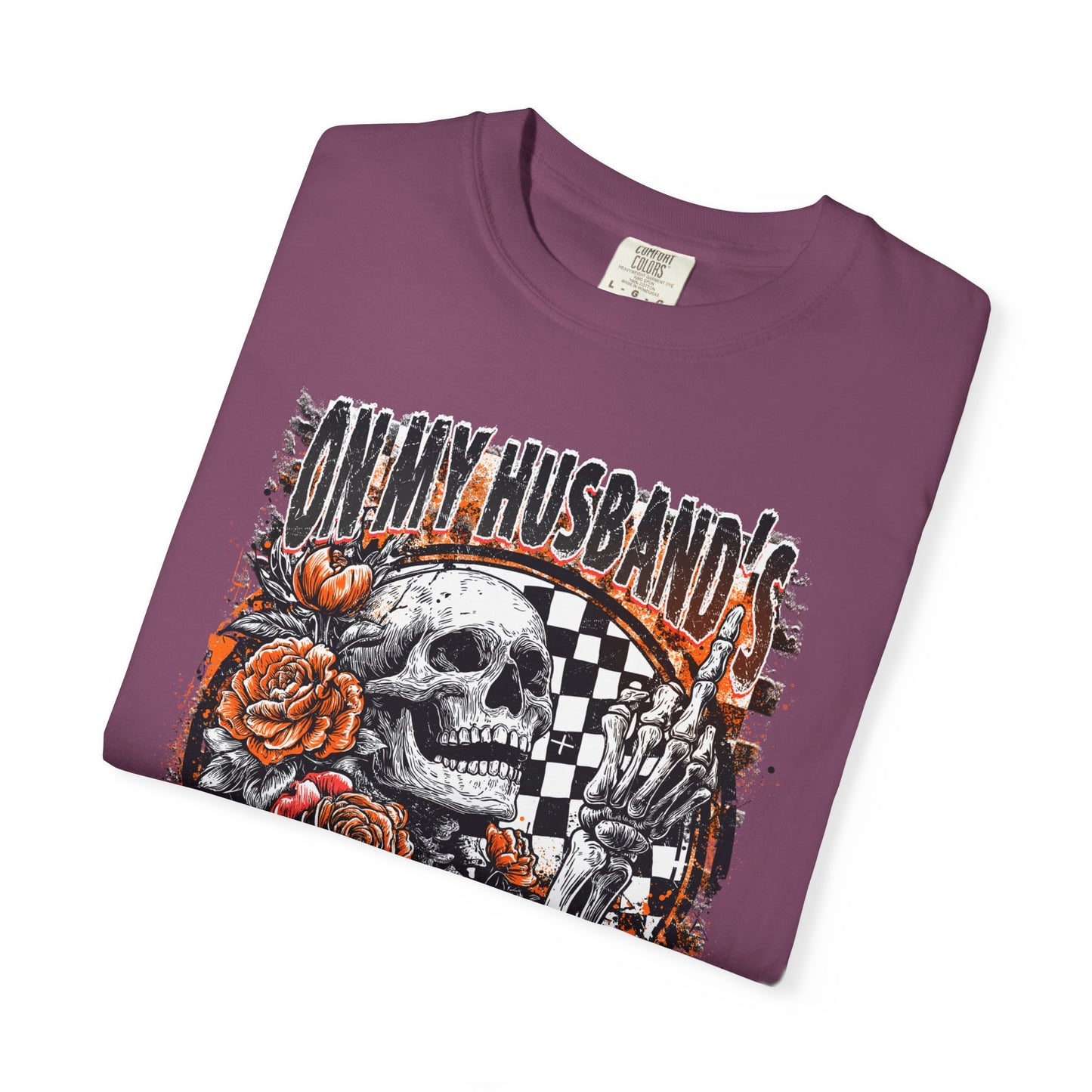 Easy Nerve T-Shirt — Skull, Roses & Racing Flag Graphic Tee