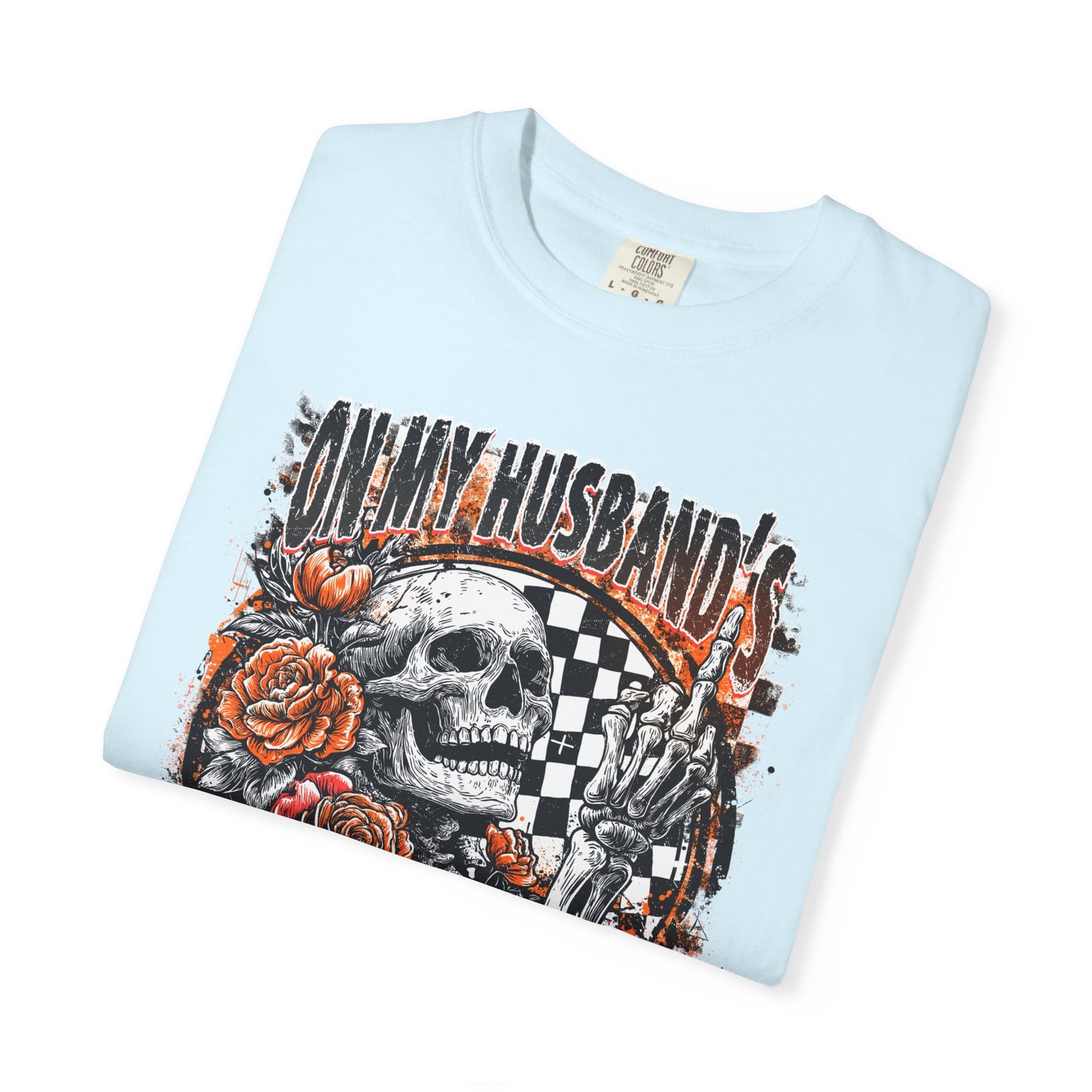 Easy Nerve T-Shirt — Skull, Roses & Racing Flag Graphic Tee