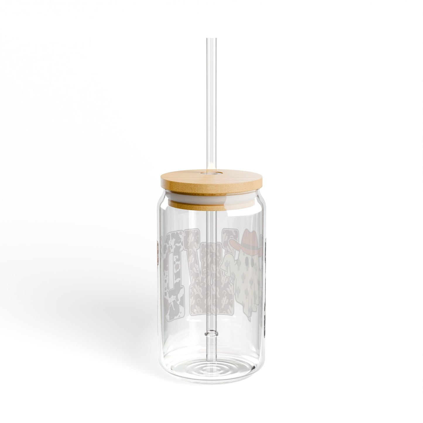 Cowboy Ghost Sipper Glass — 16oz Rustic Western Drink Jar with Straw