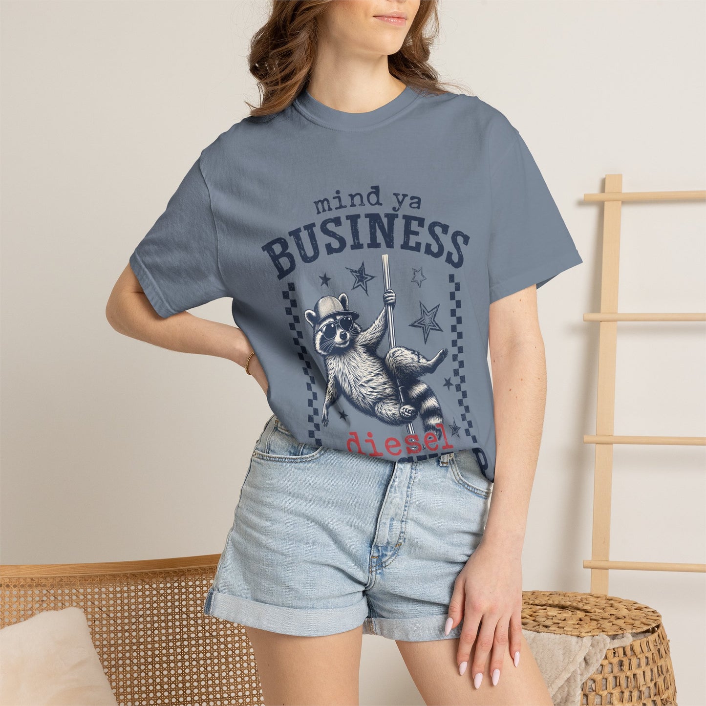 Mind Ya Business Raccoon T-Shirt — "Diesel Ain't Cheap" Graphic Tee