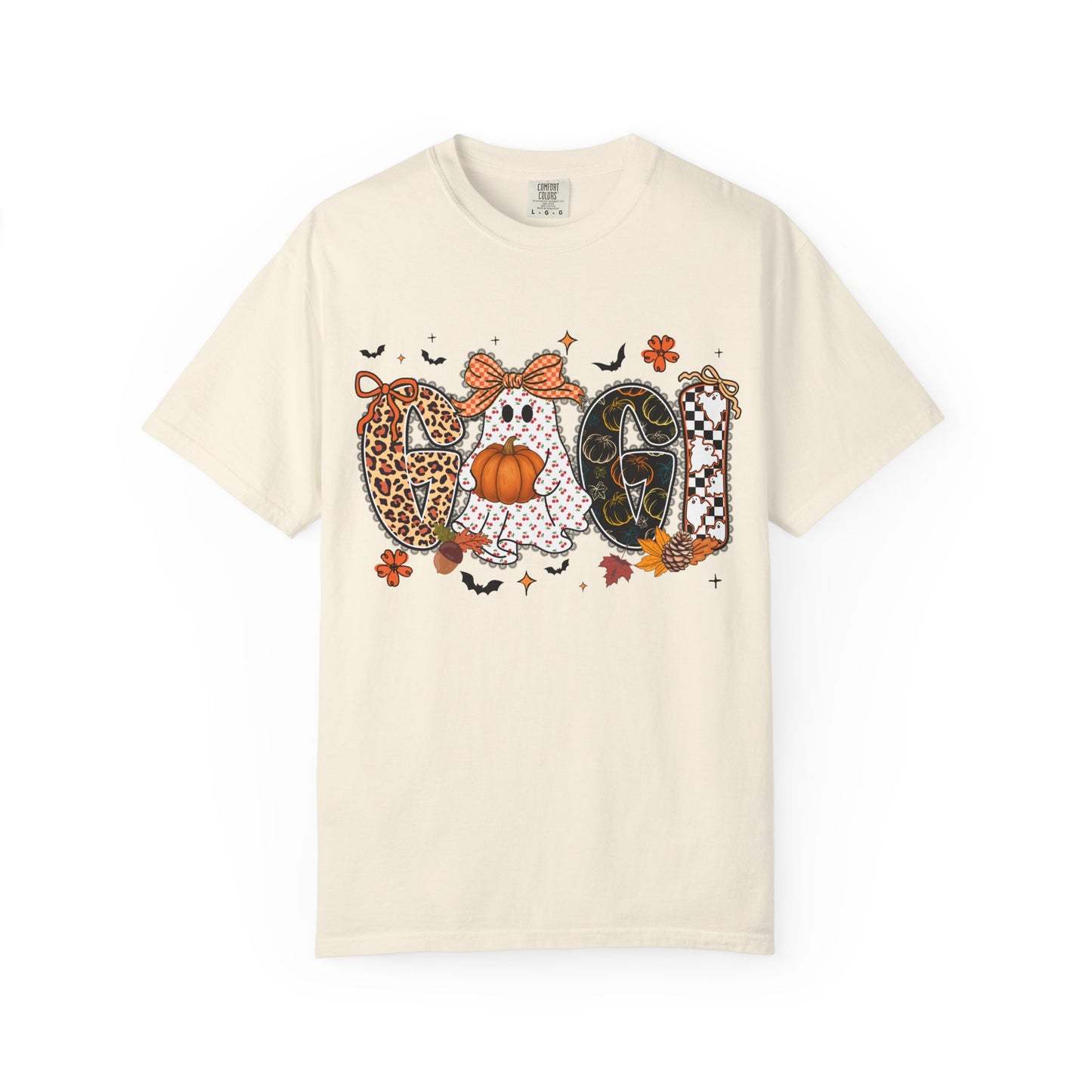 Halloween "Gigi" T-Shirt — Pumpkin, Leopard & Mask Fall Tee