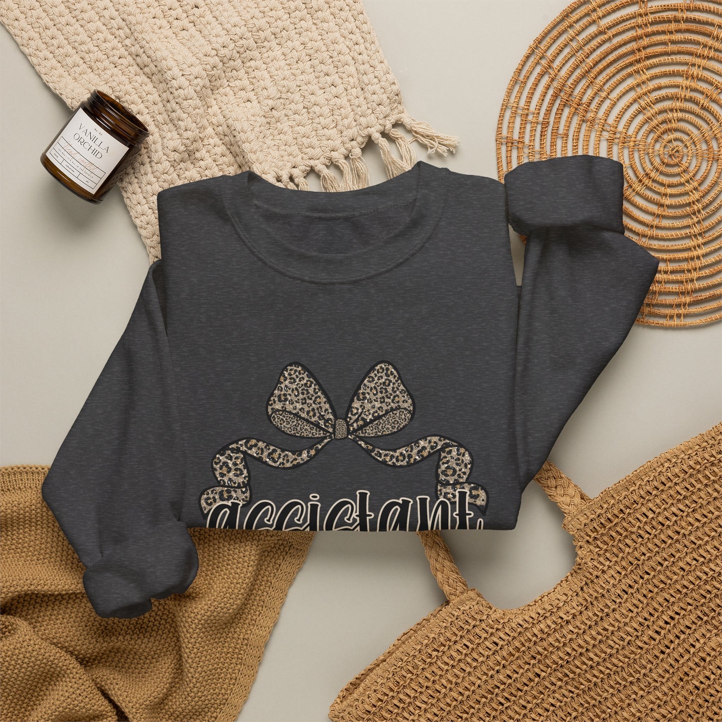 Assistant Principal Sweatshirt — Leopard Bow Crewneck for School Leaders