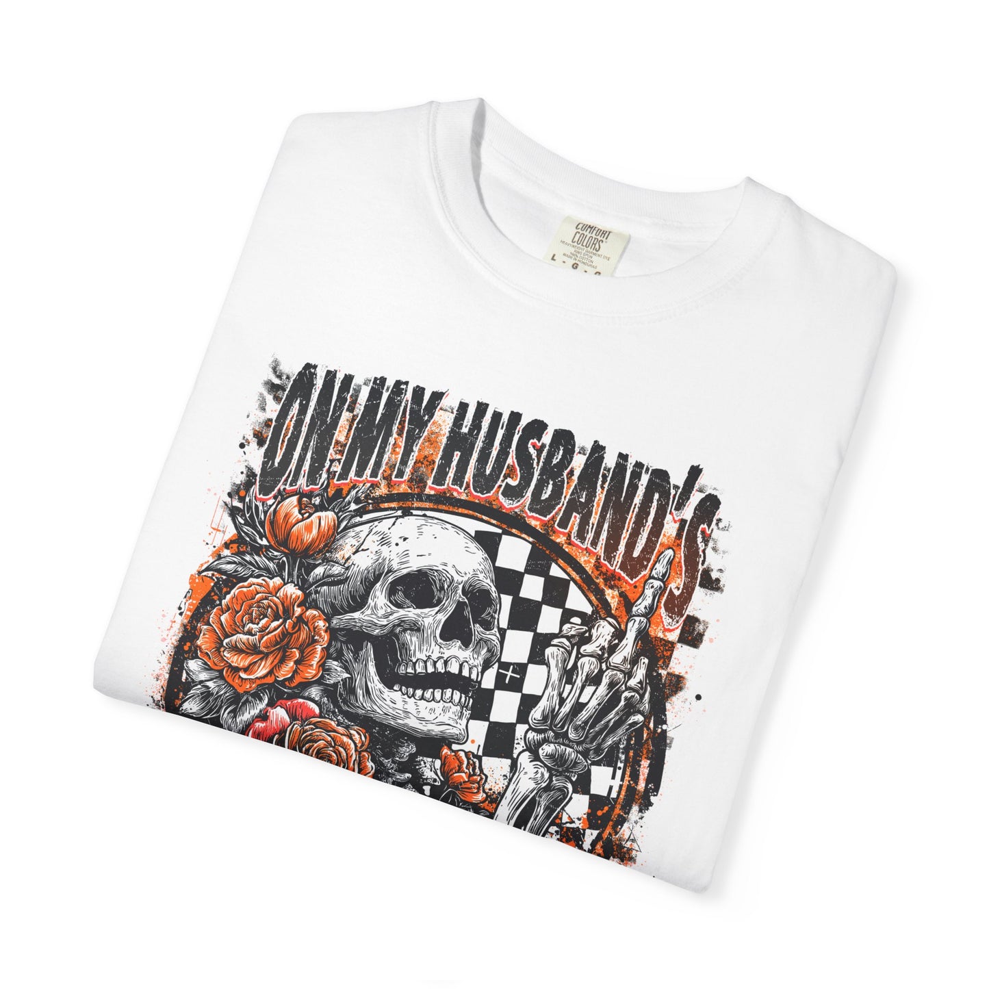 Easy Nerve T-Shirt — Skull, Roses & Racing Flag Graphic Tee