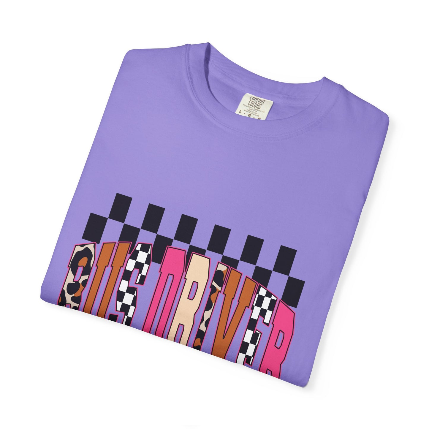T-Shirt — 'Bus Driver' Checkerboard Graphic Tee (Retro Skate/Punk Vibe)