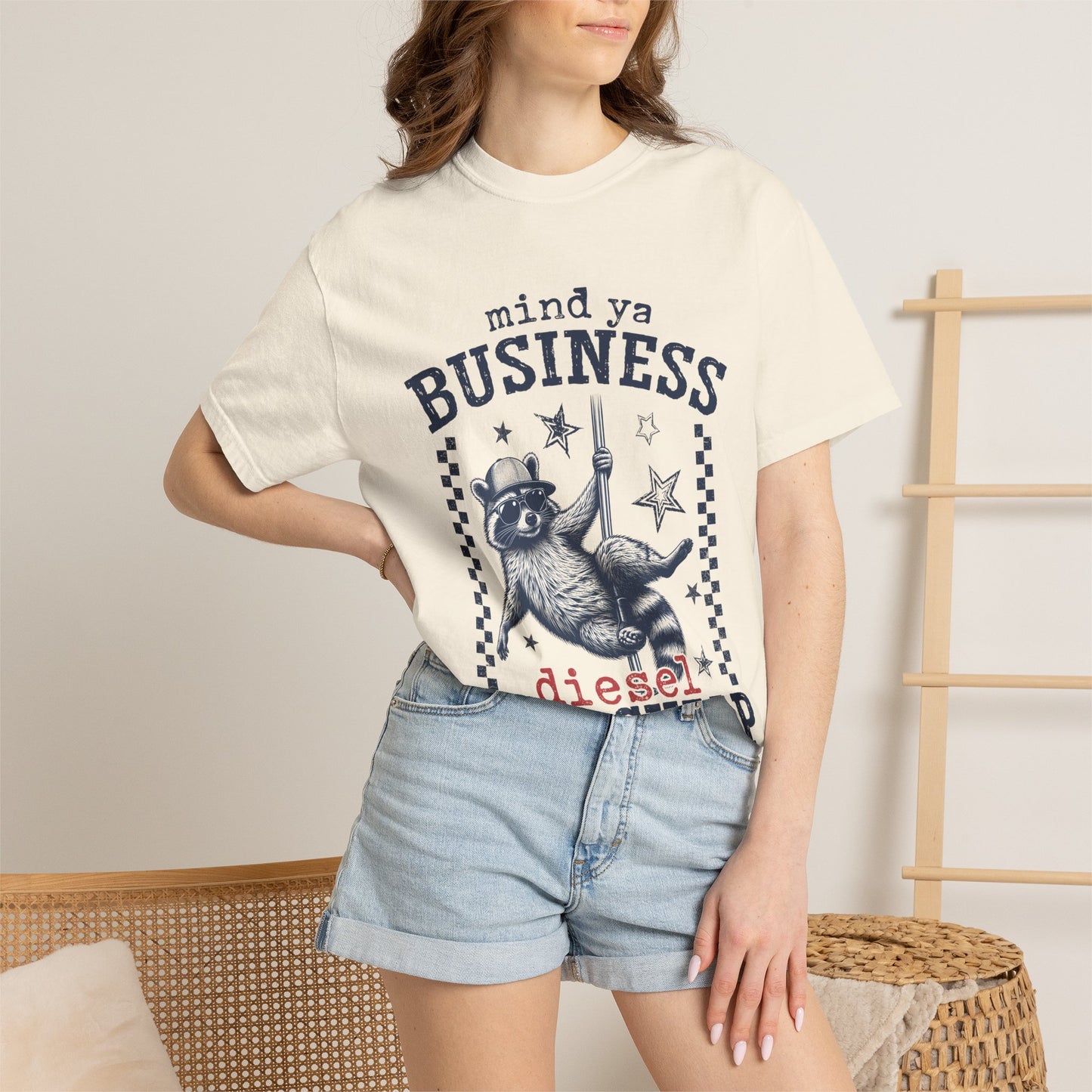 Mind Ya Business Raccoon T-Shirt — "Diesel Ain't Cheap" Graphic Tee