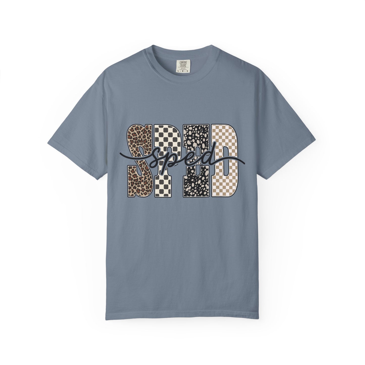 Sped Leopard & Checker Tee — Graphic Retro Racing T-Shirt
