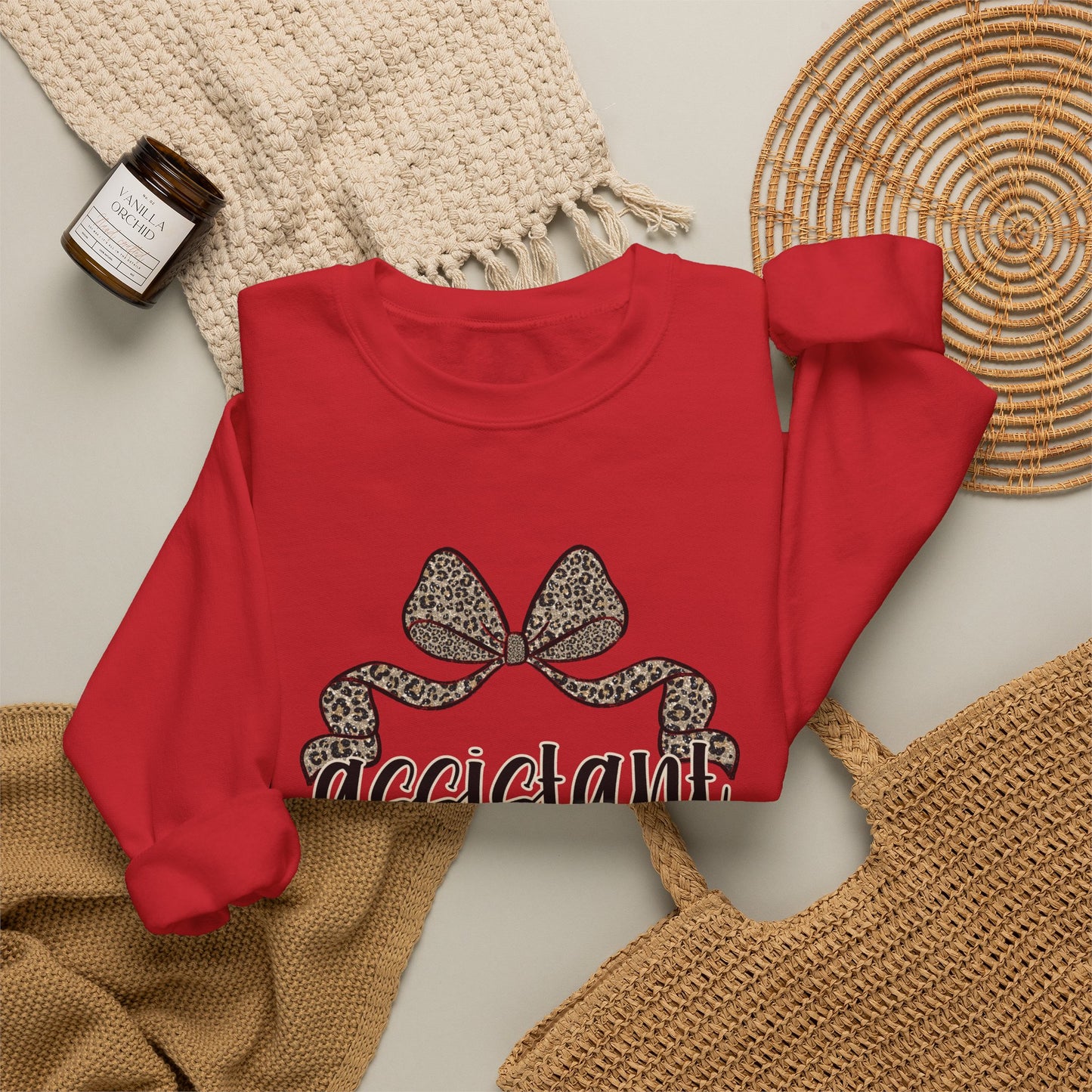 Assistant Principal Sweatshirt — Leopard Bow Crewneck for School Leaders