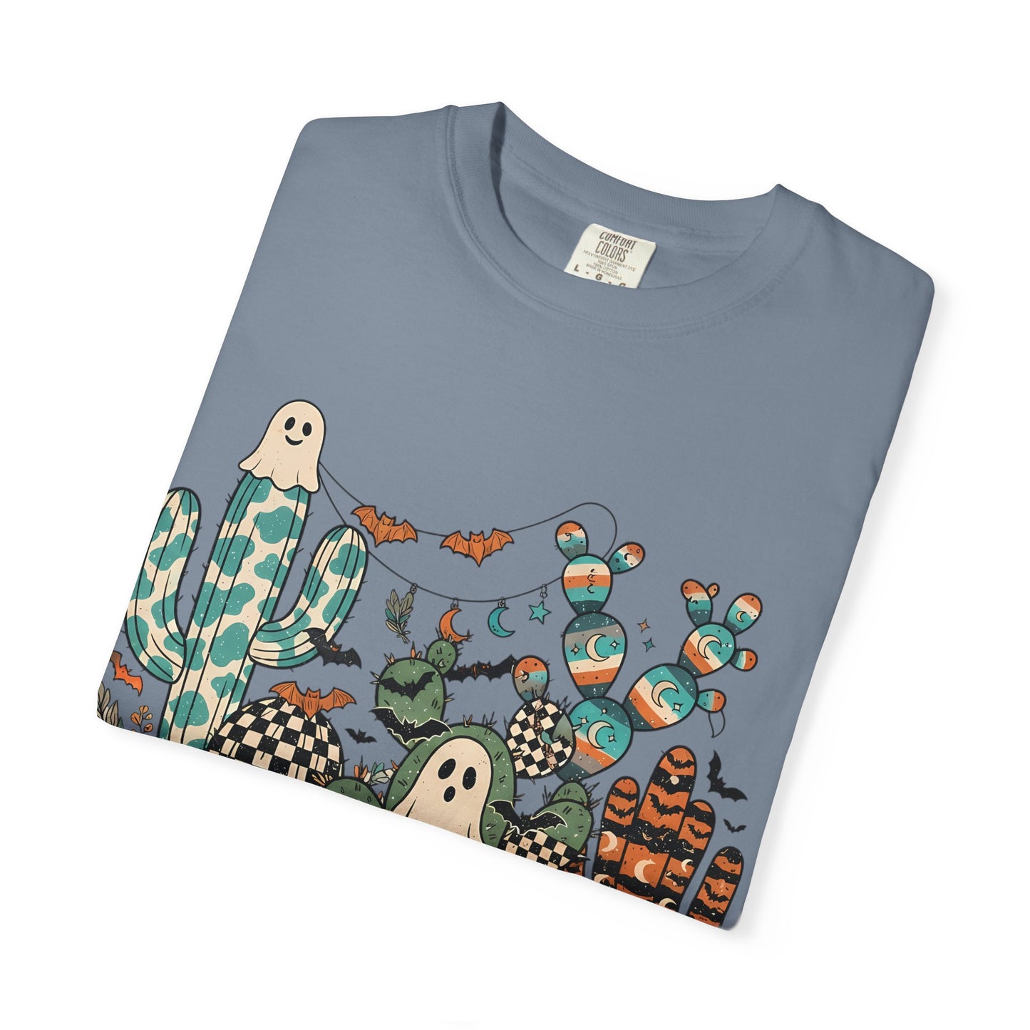 Cactus Patch Halloween T-Shirt — Whimsical Ghosts & Desert Succulents