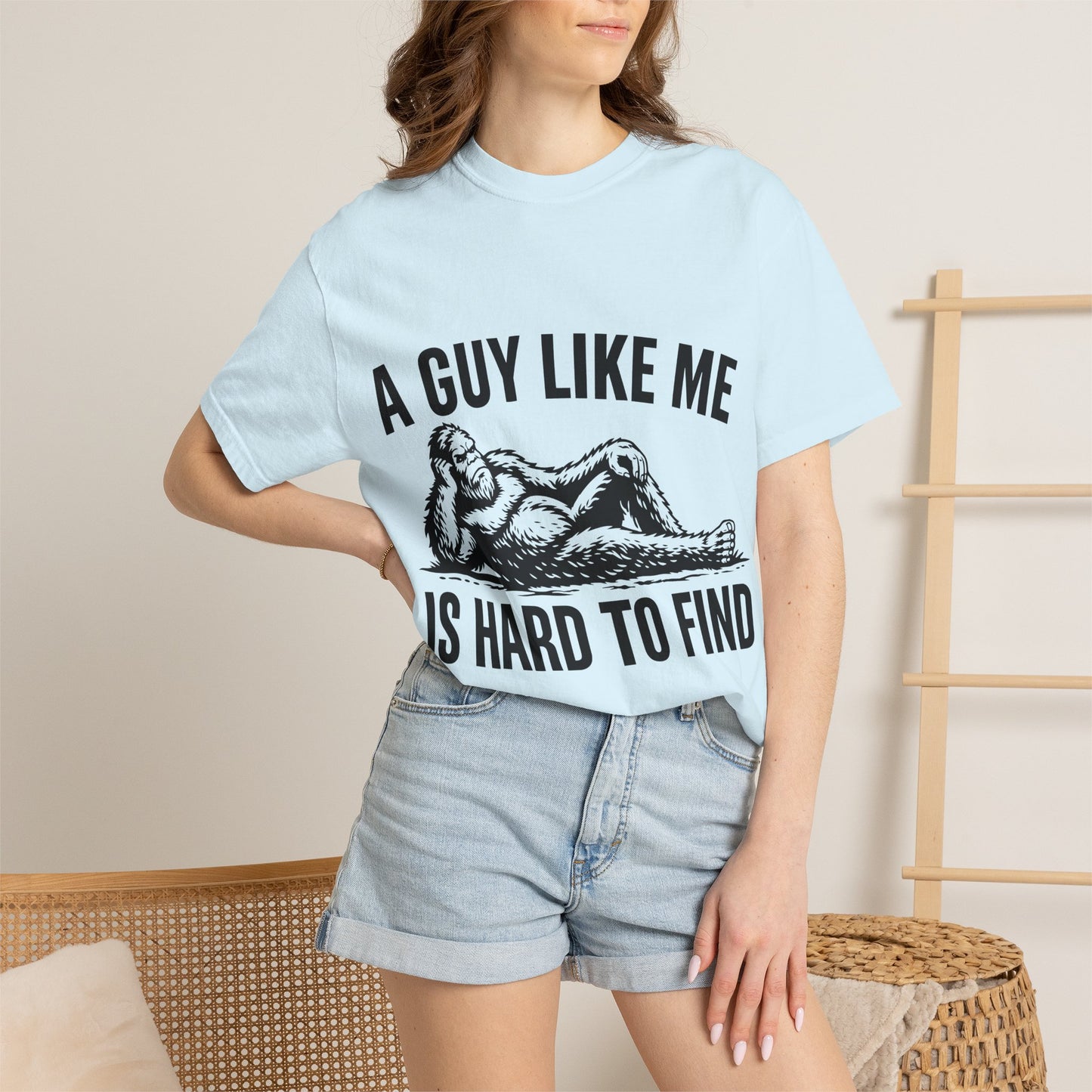 Graphic T-Shirt — “A Guy Like Me Is Hard to Find” Vintage Reclining Figure Tee