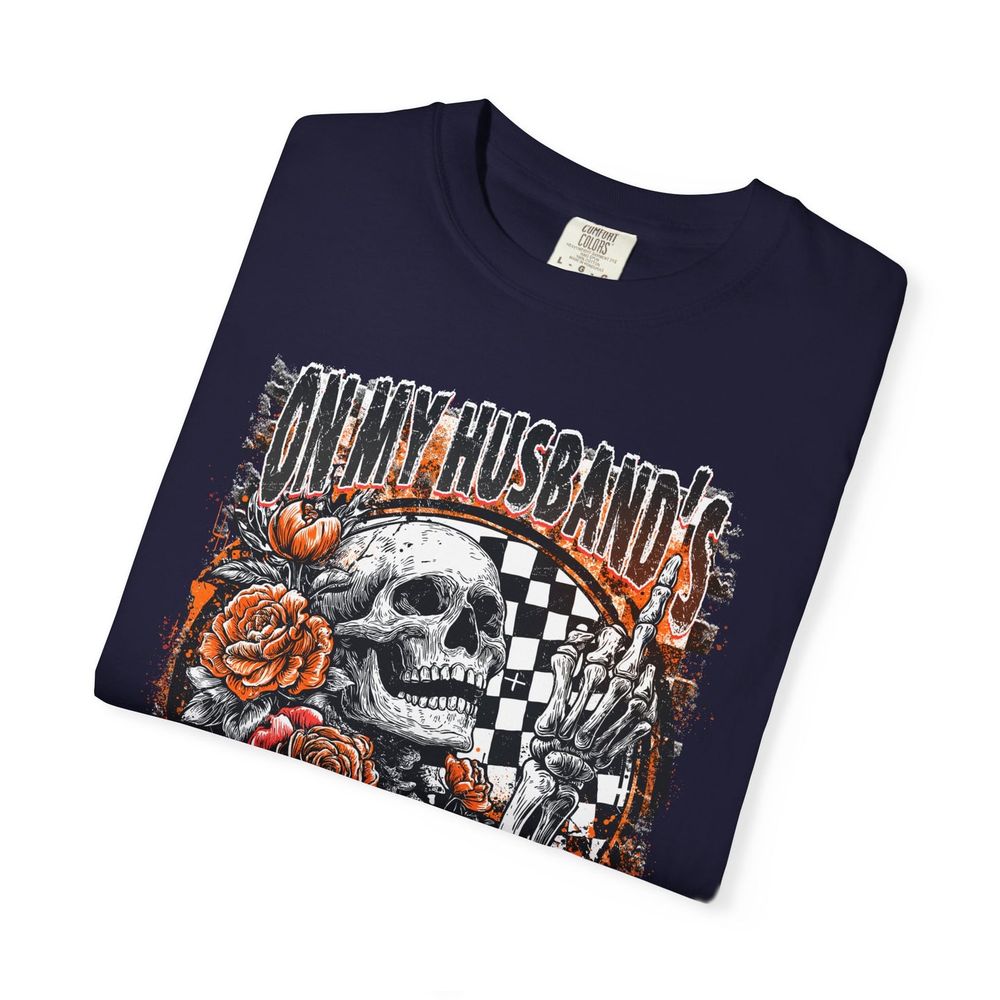 Easy Nerve T-Shirt — Skull, Roses & Racing Flag Graphic Tee