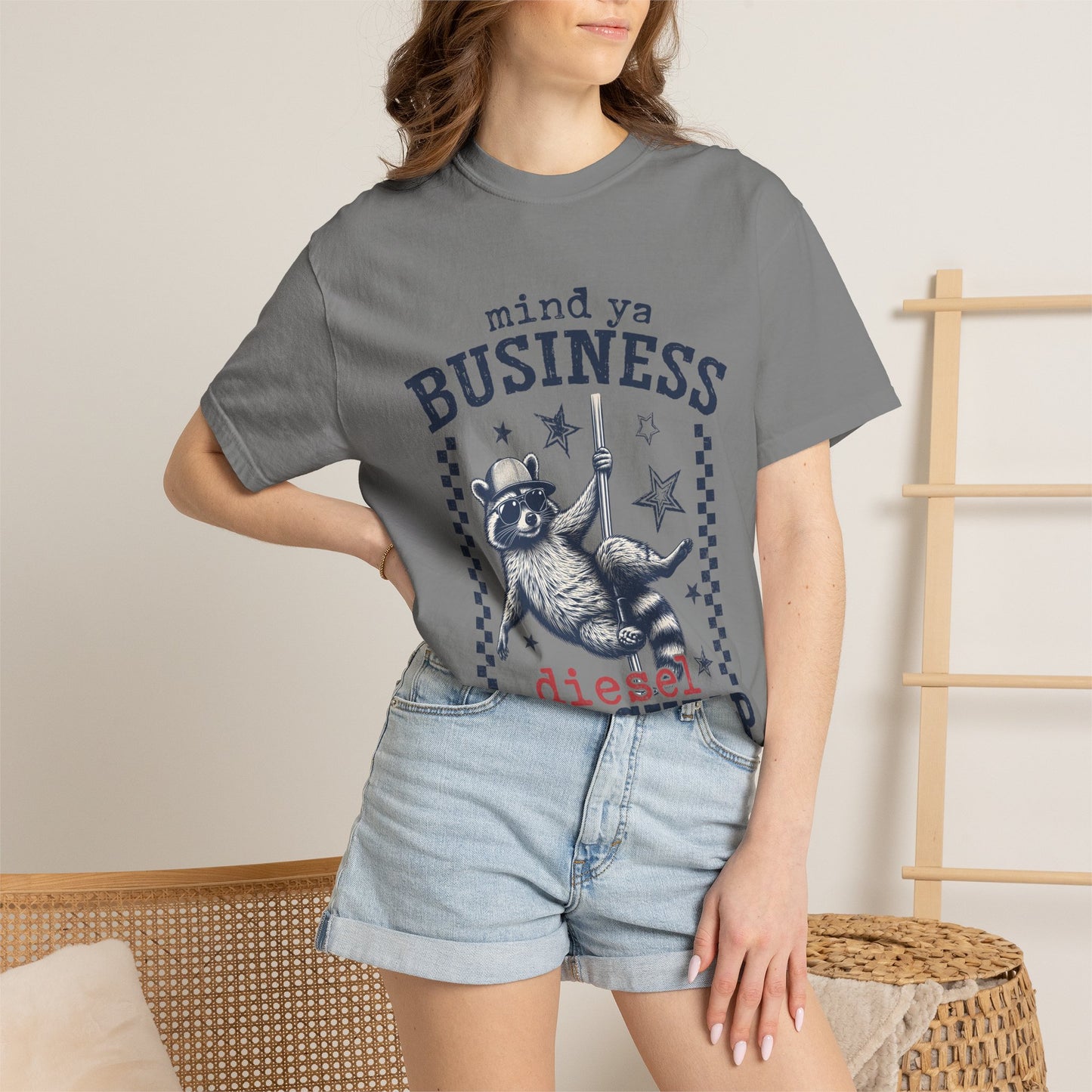 Mind Ya Business Raccoon T-Shirt — "Diesel Ain't Cheap" Graphic Tee