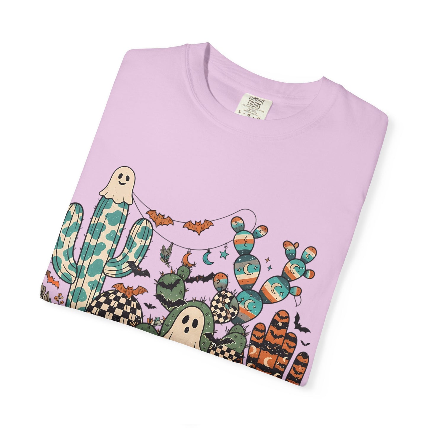 Cactus Patch Halloween T-Shirt — Whimsical Ghosts & Desert Succulents