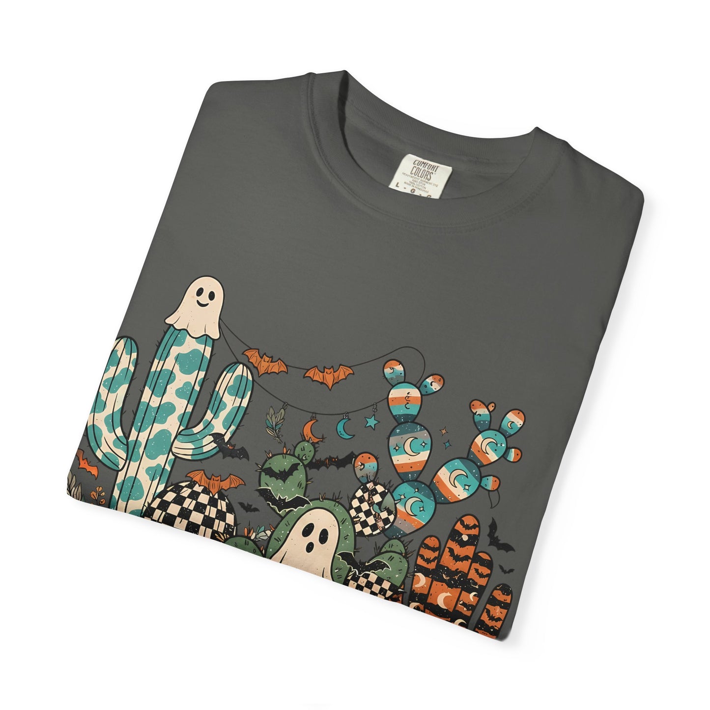 Cactus Patch Halloween T-Shirt — Whimsical Ghosts & Desert Succulents