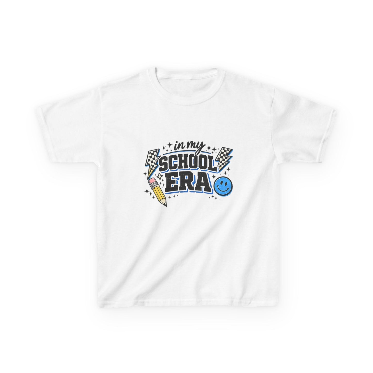 Kids Tee — "In My School Era" Retro Pencil & Smiley Back-to-School Shirt