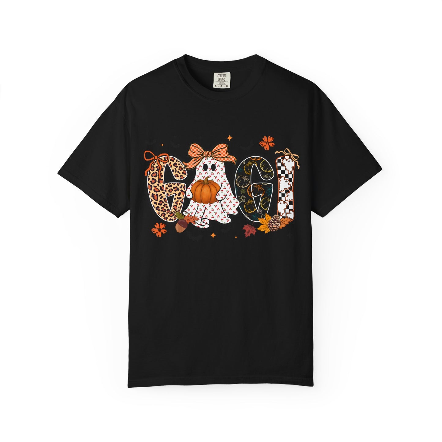 Halloween "Gigi" T-Shirt — Pumpkin, Leopard & Mask Fall Tee