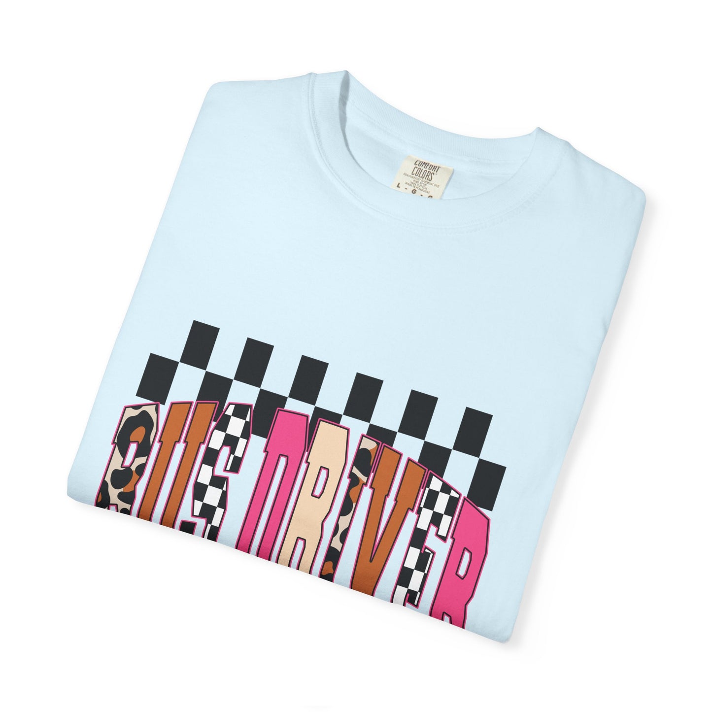 T-Shirt — 'Bus Driver' Checkerboard Graphic Tee (Retro Skate/Punk Vibe)