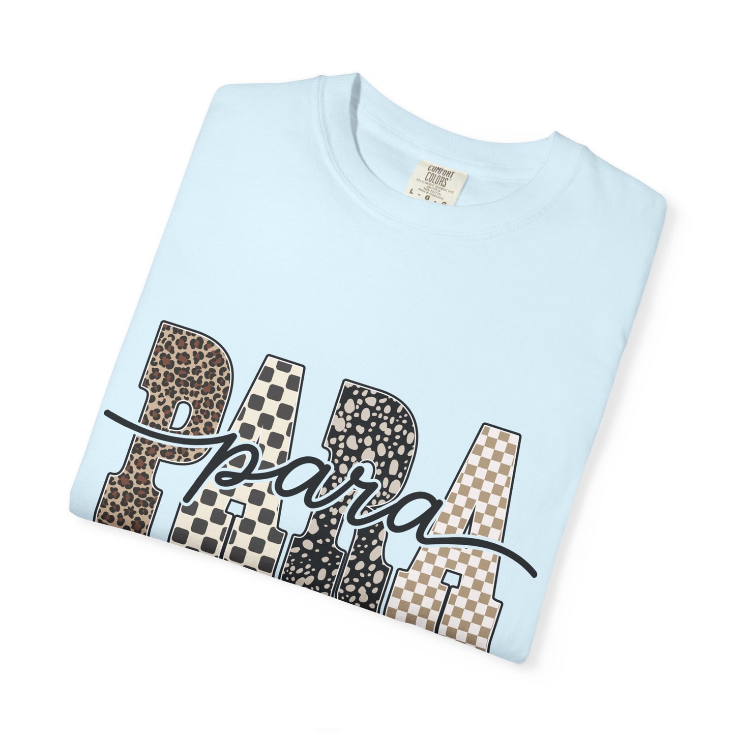 Para T-Shirt — Leopard & Checker Block Letter Graphic Tee