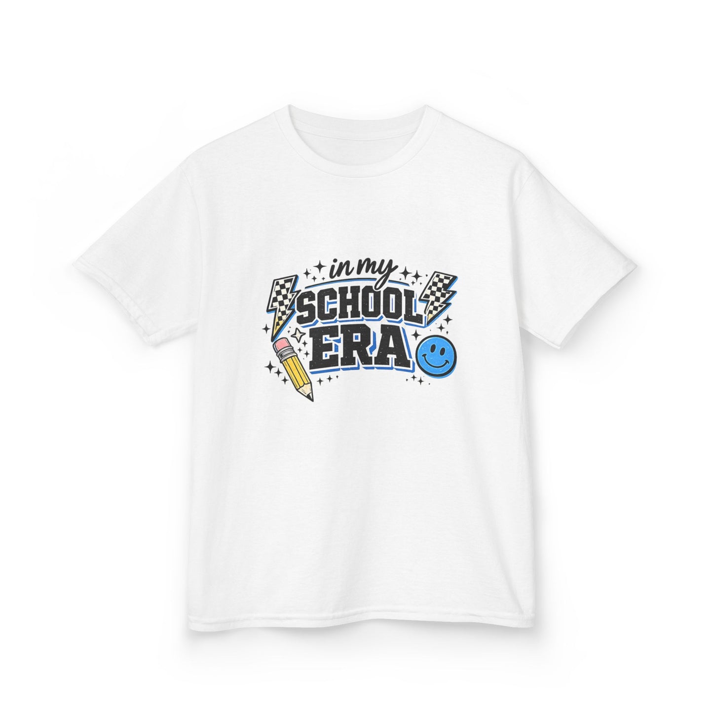 Kids Tee — "In My School Era" Retro Pencil & Smiley Back-to-School Shirt