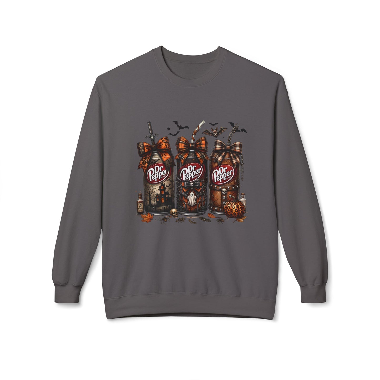 Halloween Dr Pepper Crewneck Sweatshirt — Spooky Soda Bottle Graphic