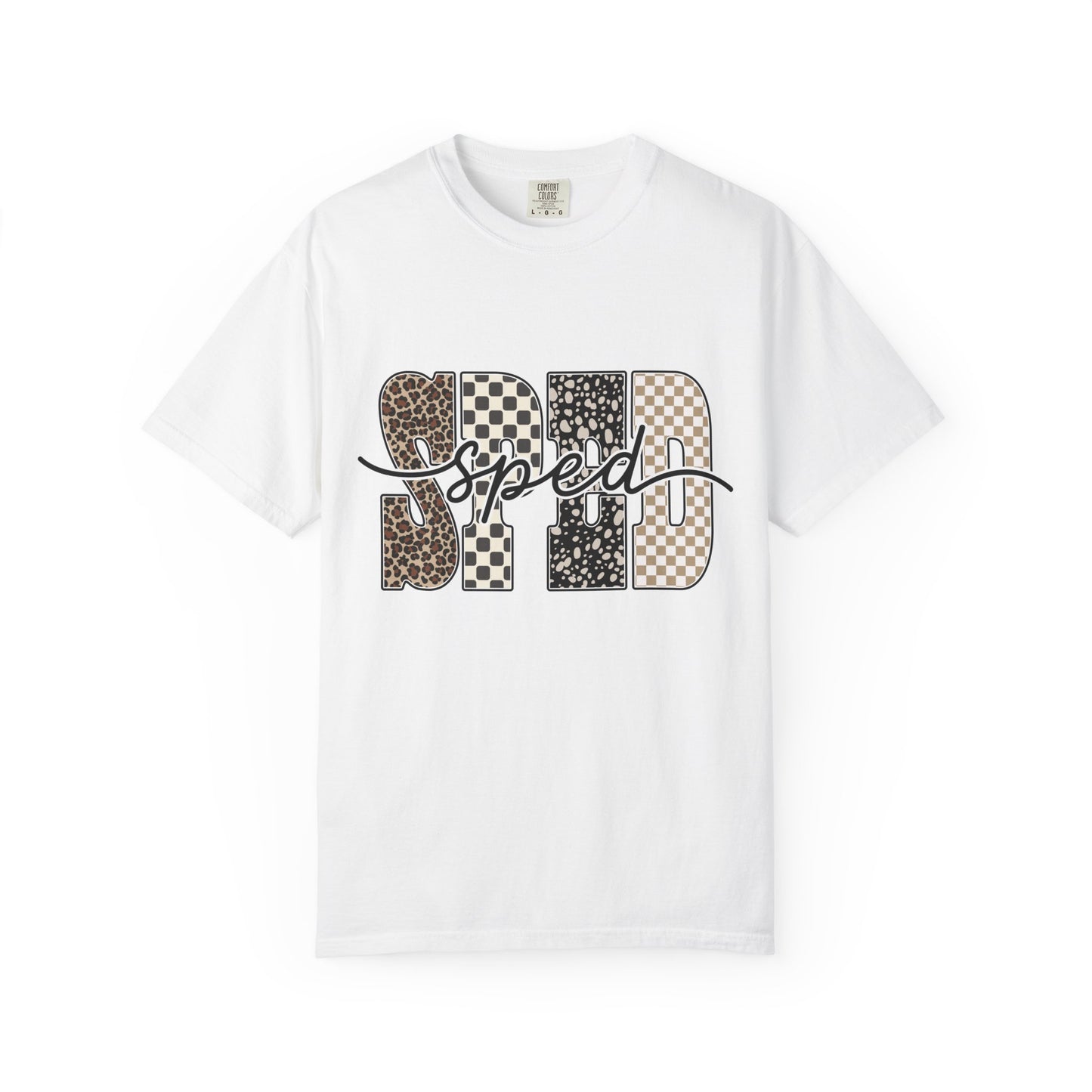 Sped Leopard & Checker Tee — Graphic Retro Racing T-Shirt