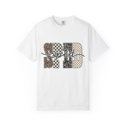 Sped Leopard & Checker Tee — Graphic Retro Racing T-Shirt