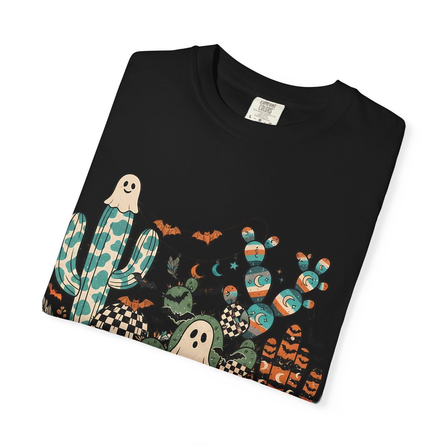 Cactus Patch Halloween T-Shirt — Whimsical Ghosts & Desert Succulents