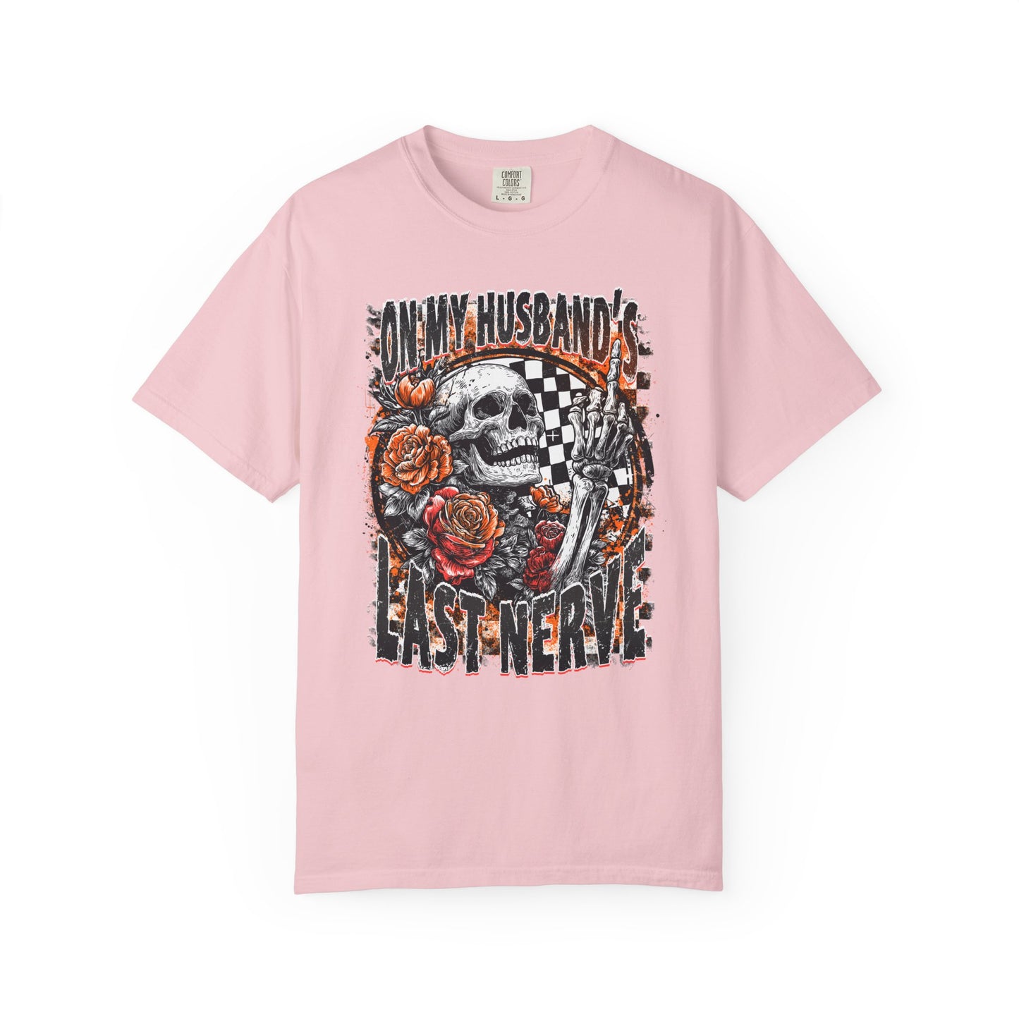 Easy Nerve T-Shirt — Skull, Roses & Racing Flag Graphic Tee