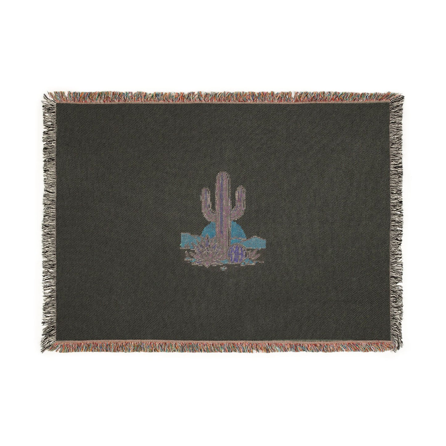 Desert Cactus Woven Blanket — Southwestern Throw with Saguaro Design