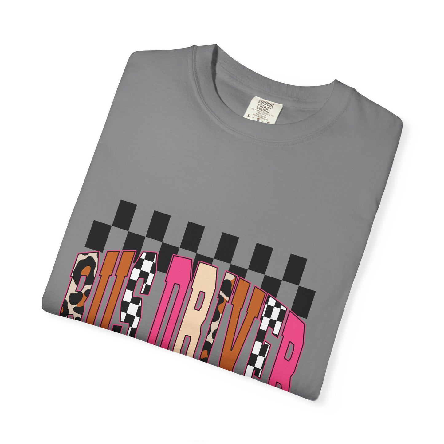 T-Shirt — 'Bus Driver' Checkerboard Graphic Tee (Retro Skate/Punk Vibe)
