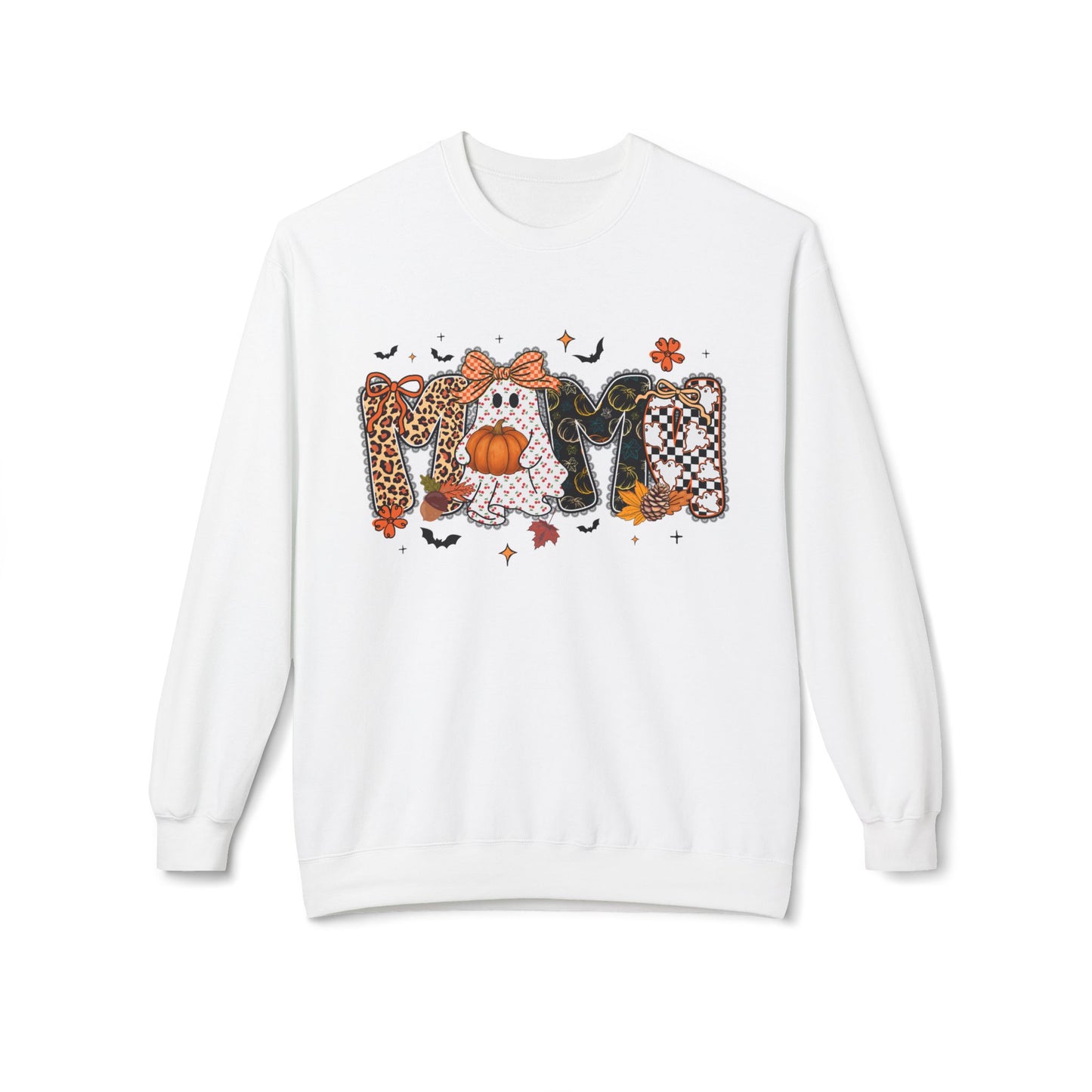 Mom Halloween Sweatshirt — Cute Pumpkin & Leopard Fall Crewneck